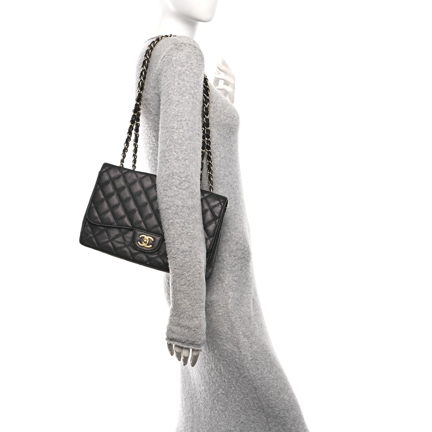 Caviar Quilted Jumbo Single Flap Black
