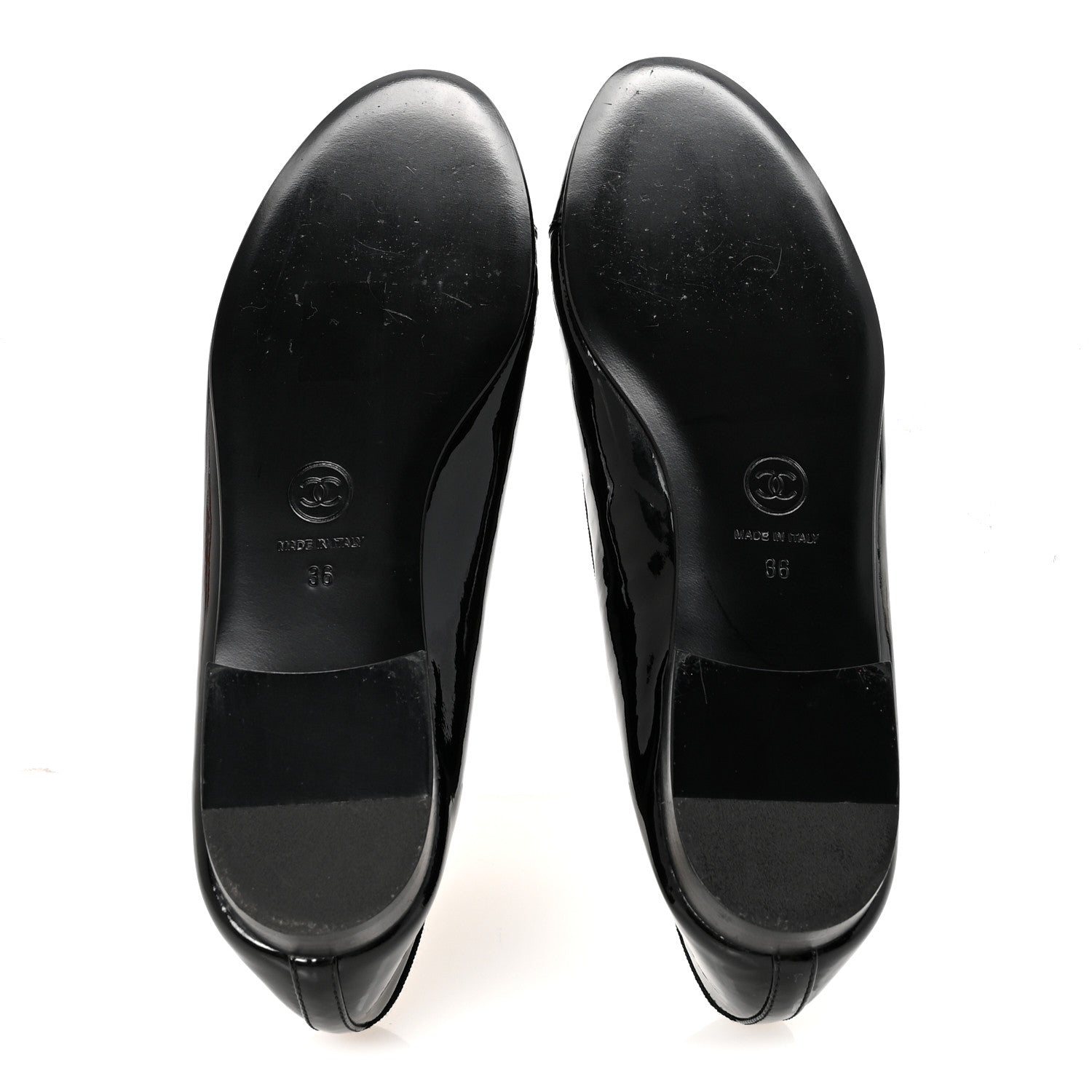 Patent Cap Toe Ballerina Flats 36 Black