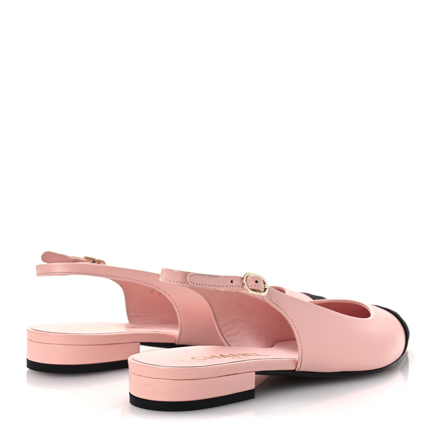 Lambskin Pointed Toe CC Slingback Flats 37 Pink Black