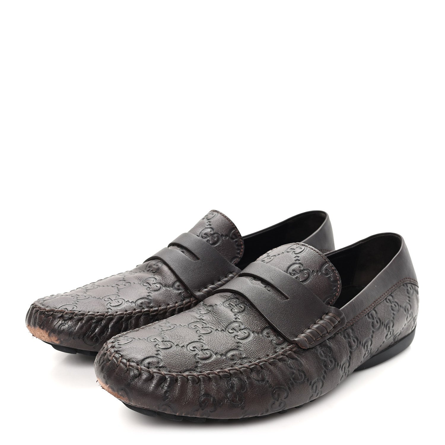 Guccissima Mens Driver Loafers 8 Chocolate