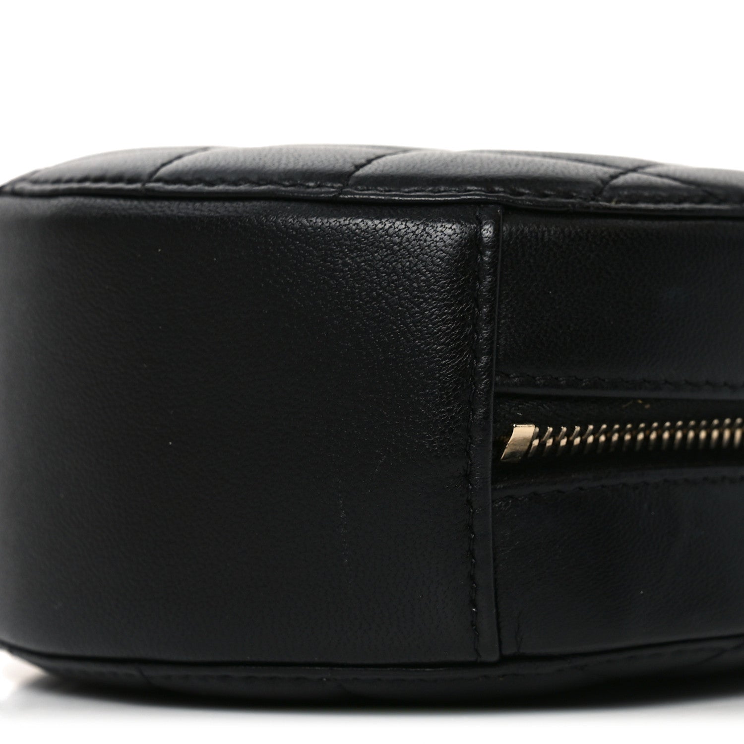 Lambskin Quilted Round Pearl Crush Clutch With Chain Black