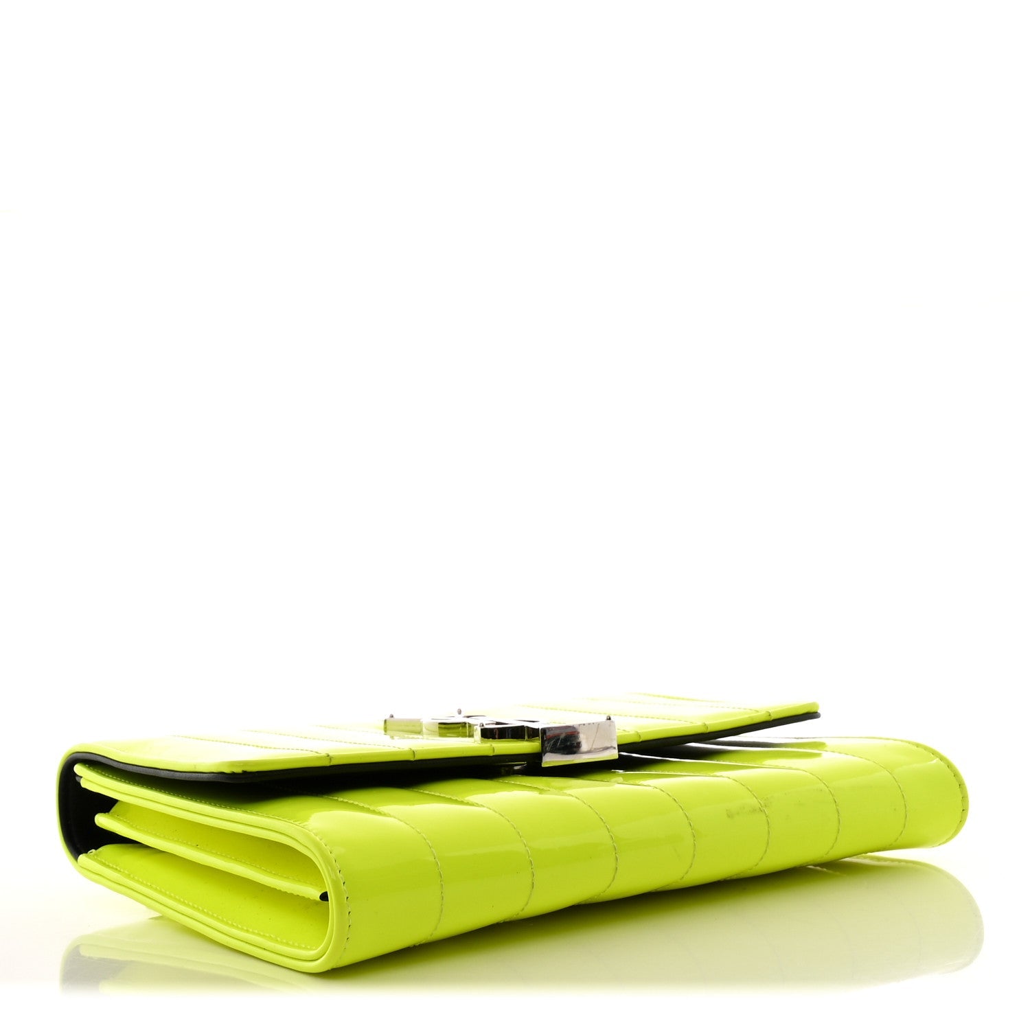 Patent Calfskin Matelasse Monogram Vicky Chain Wallet Neon Yellow