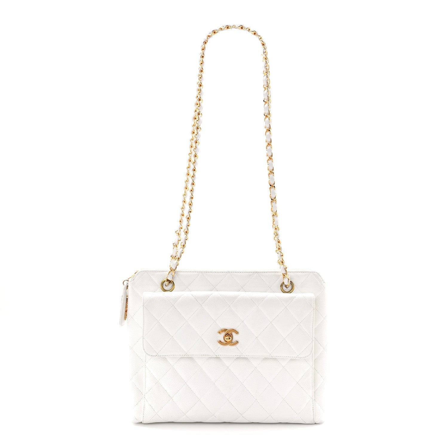 Caviar CC Shoulder Bag White