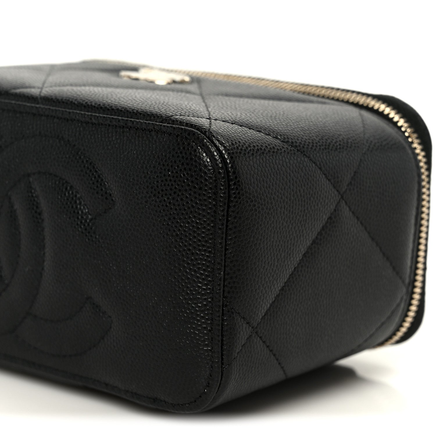 Caviar Quilted Top Handle Long Vanity Black