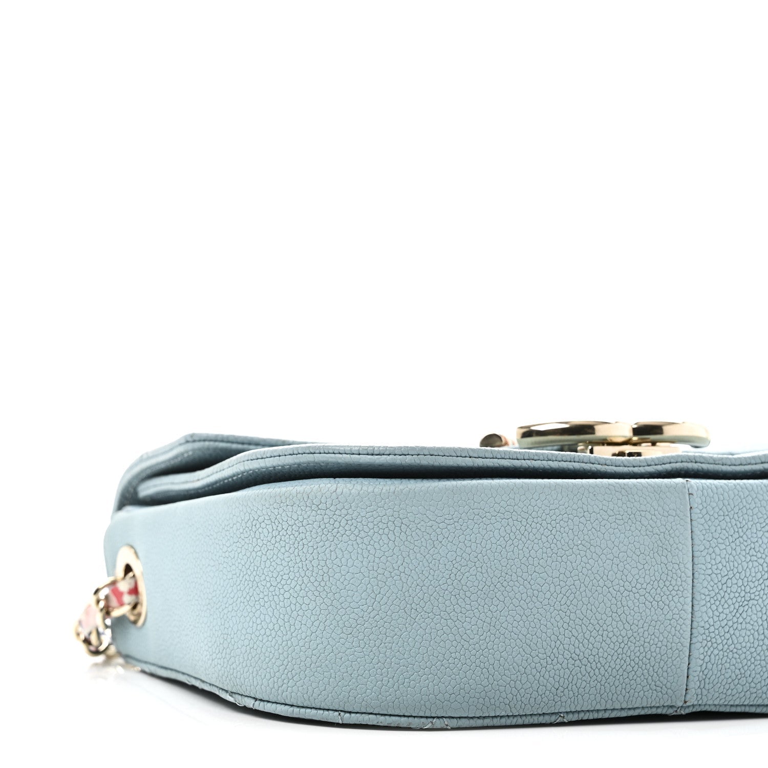 Grained Calfskin Quilted Small Cuba Top Handle Flap Blue