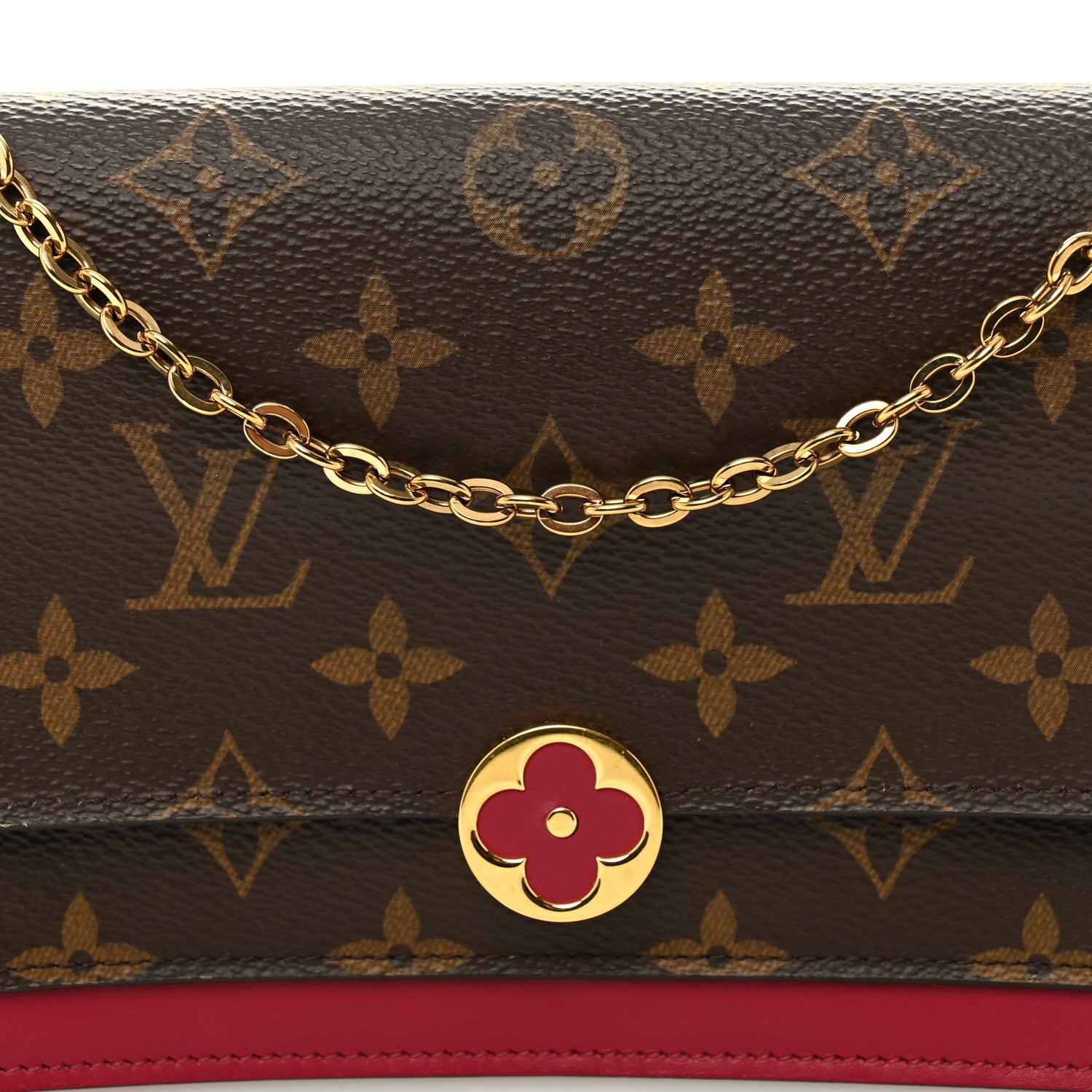 Monogram Flore Chain Wallet Fuchsia