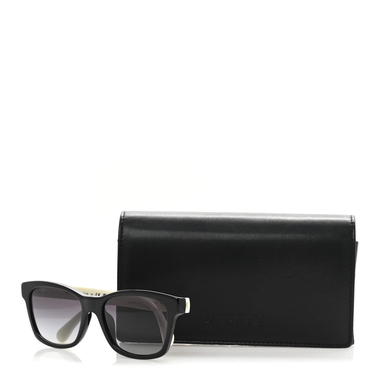 Acetate Quilted CC Square Sunglasses 5484 White Black
