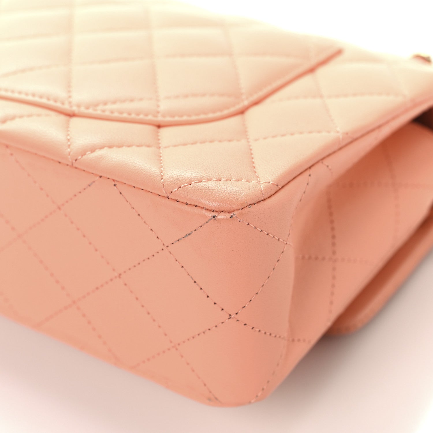Lambskin Quilted Small Double Flap Light Orange
