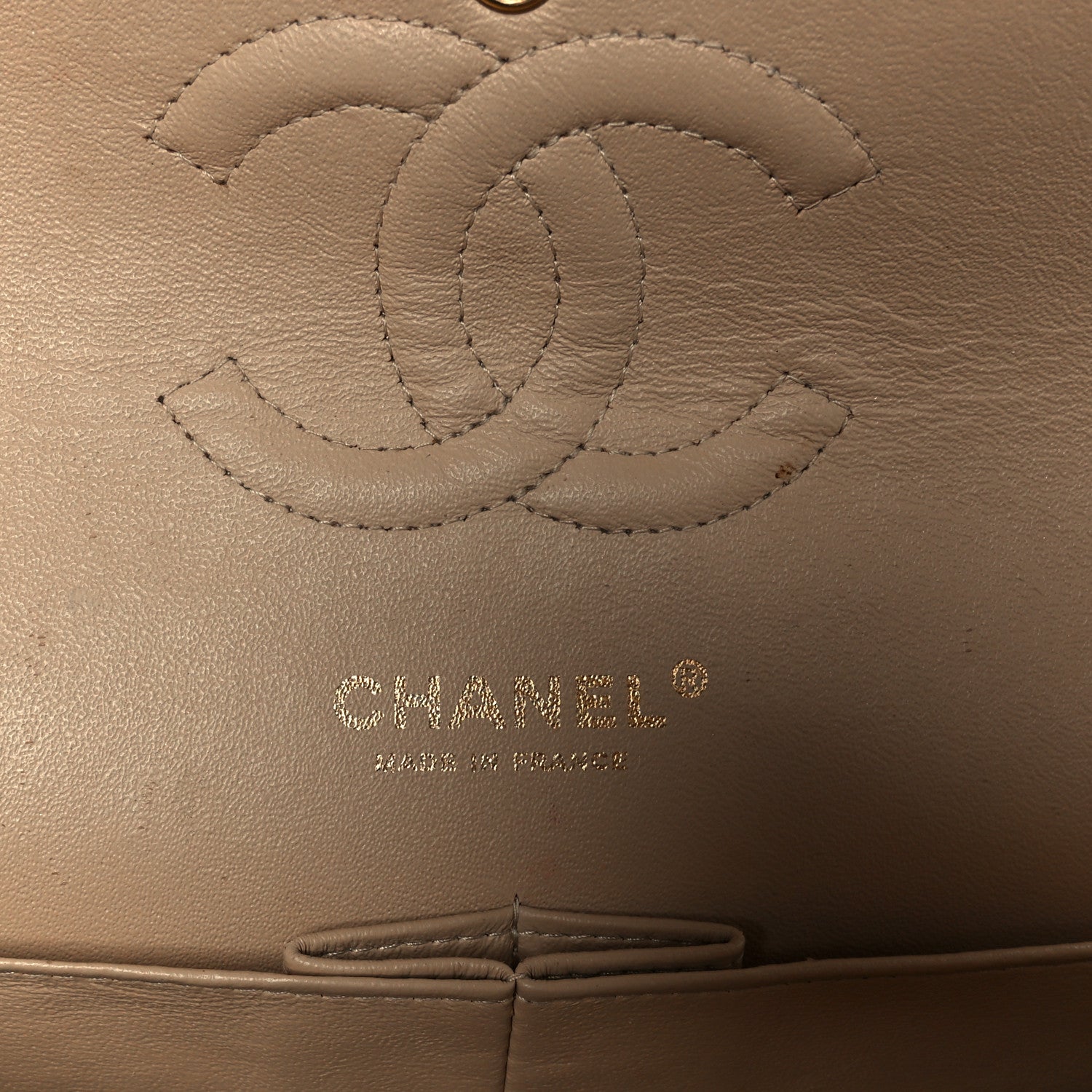 Caviar Quilted Medium Double Flap Beige