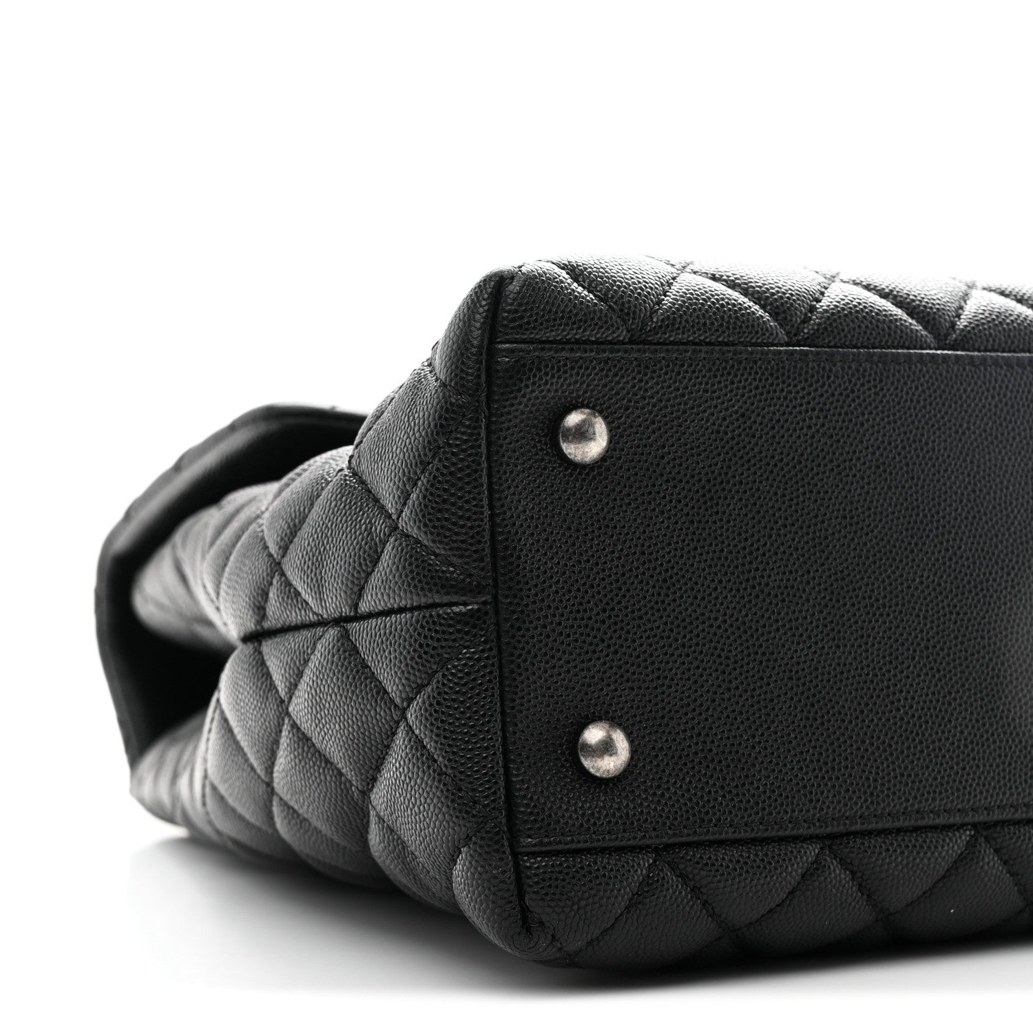 Caviar Quilted Large Coco Handle Flap Black