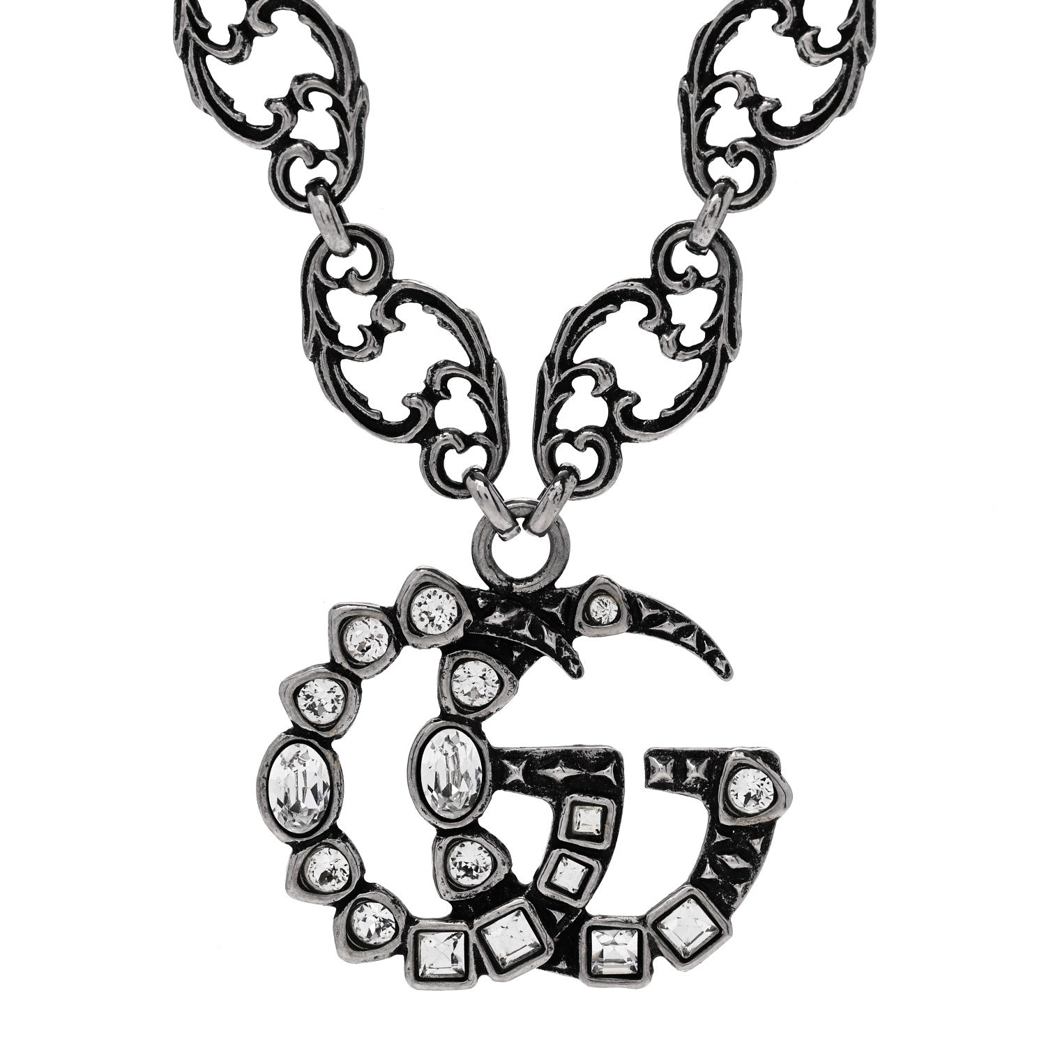 Metal Crystal Marmont Necklace Aged Silver