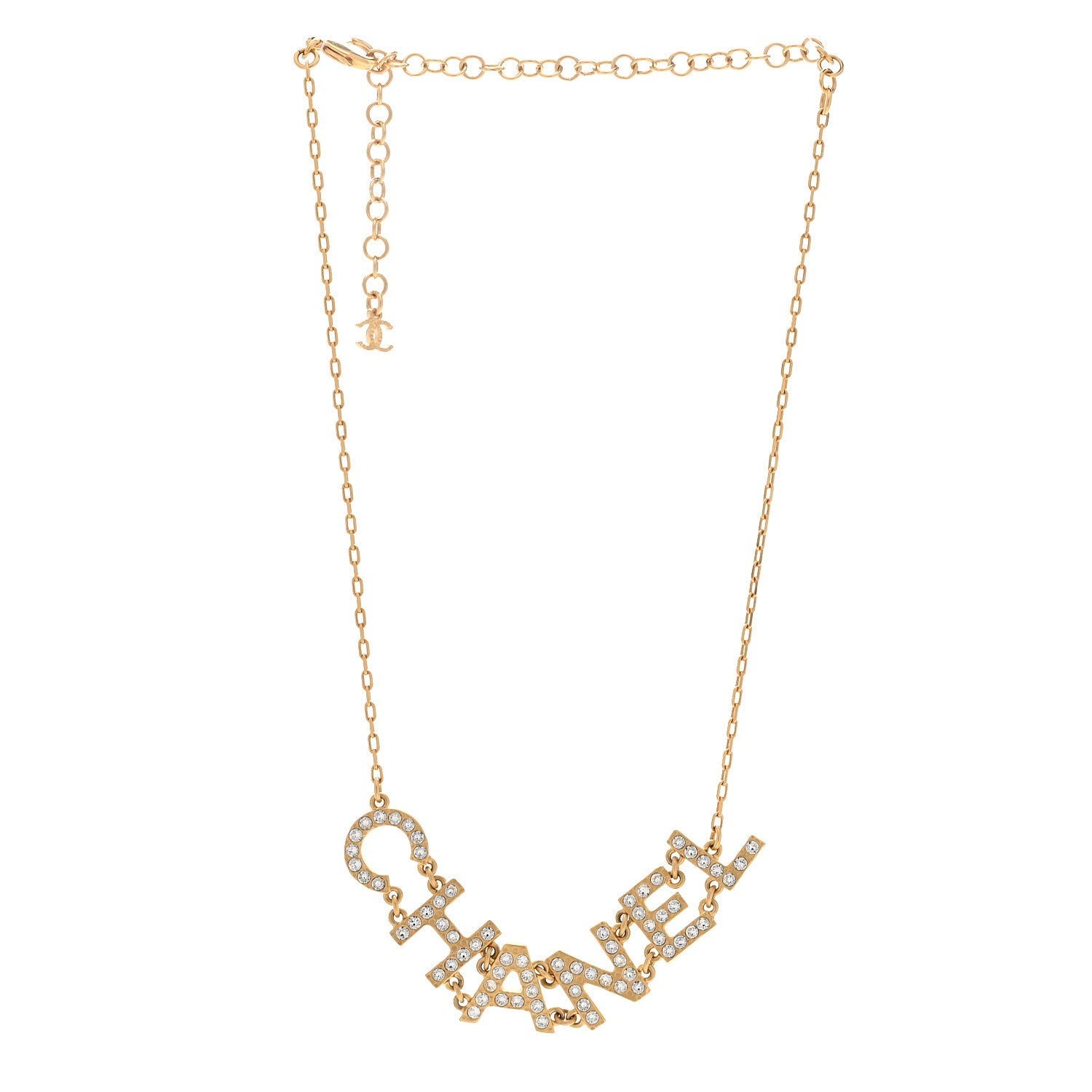 Metal Crystal 90's Icon Logo Necklace Gold