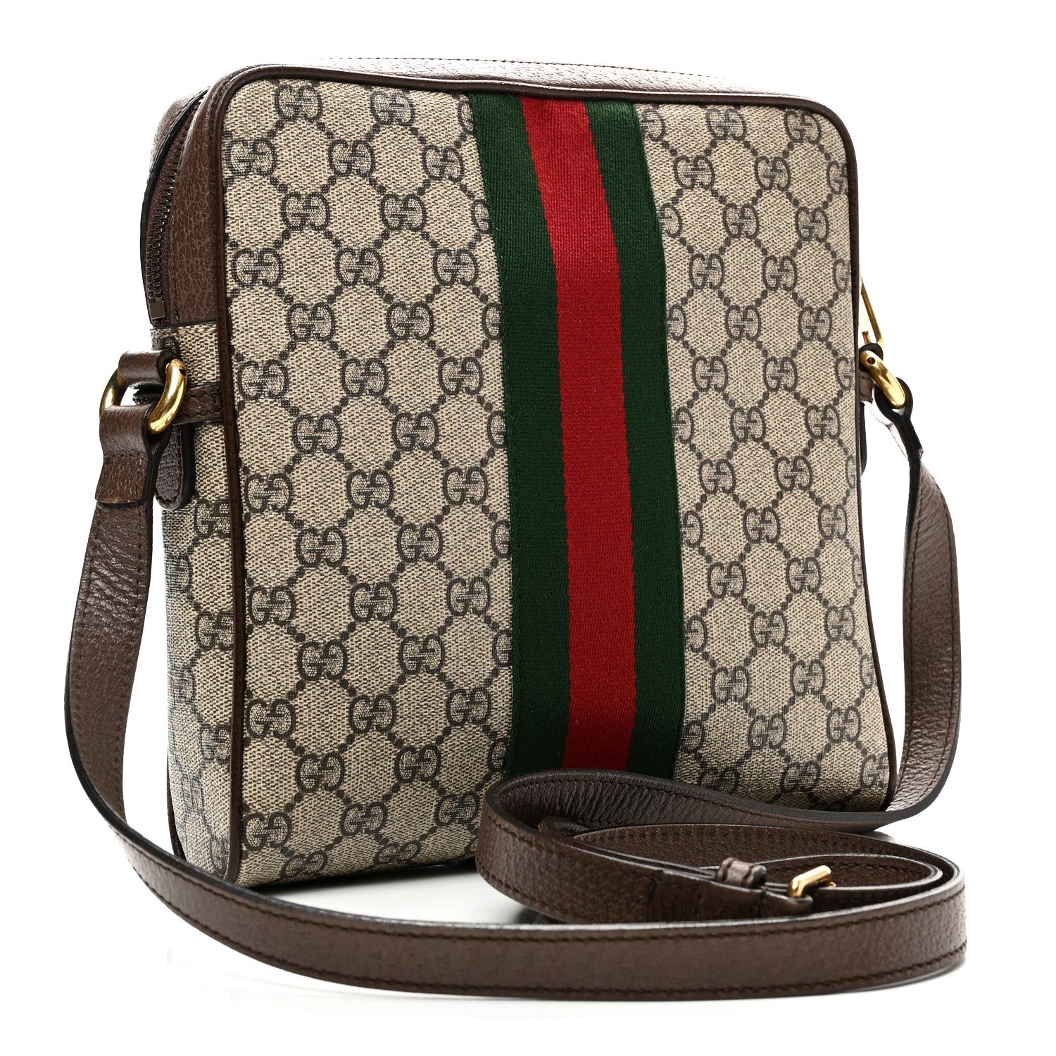 GG Supreme Monogram Web Small Ophidia Messenger Bag Brown