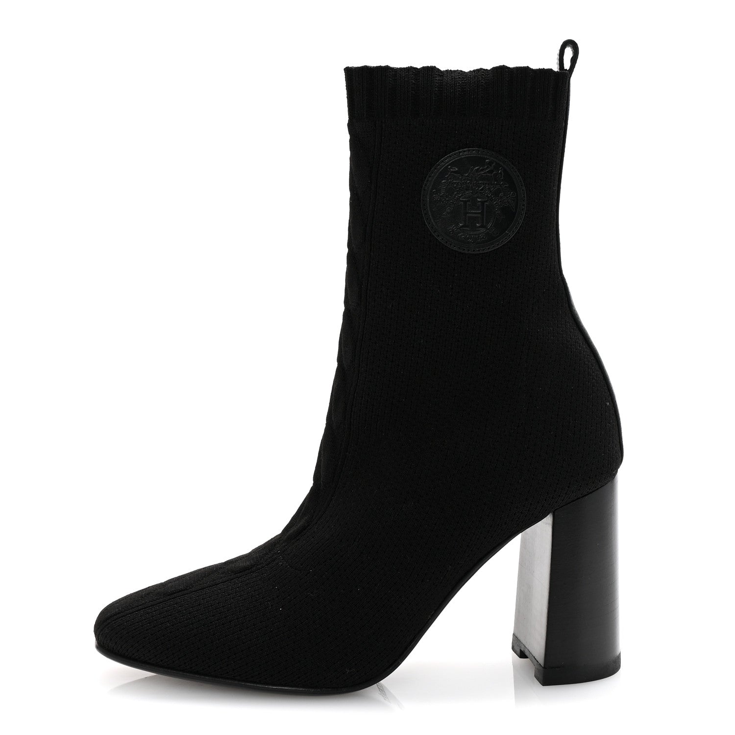 Knit Calfskin Volver 90 Ankle Boots 35 Black