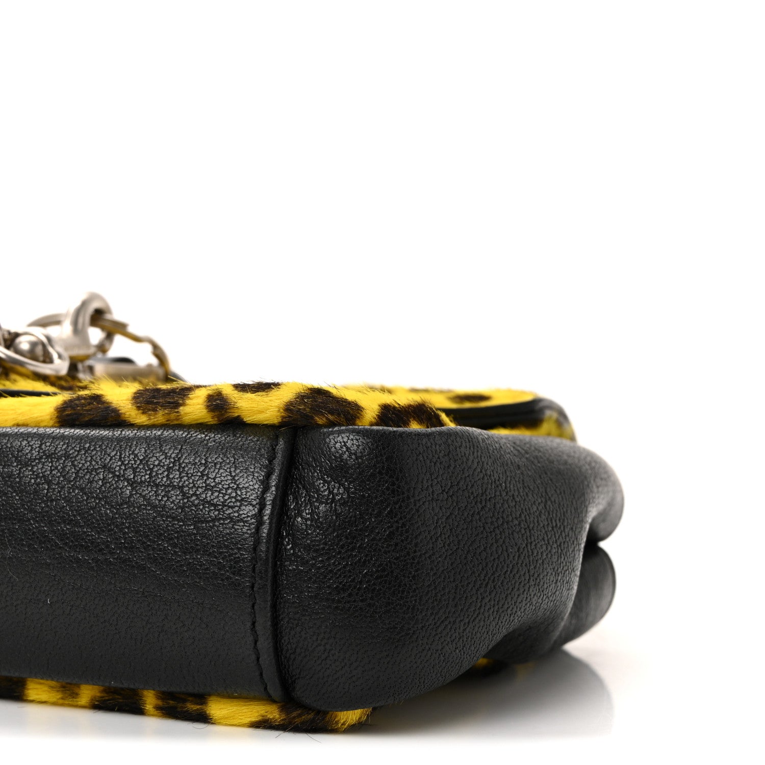 Pony Hair Calfskin Monogram Leopard Print Baby Punk Chain Bag Yellow