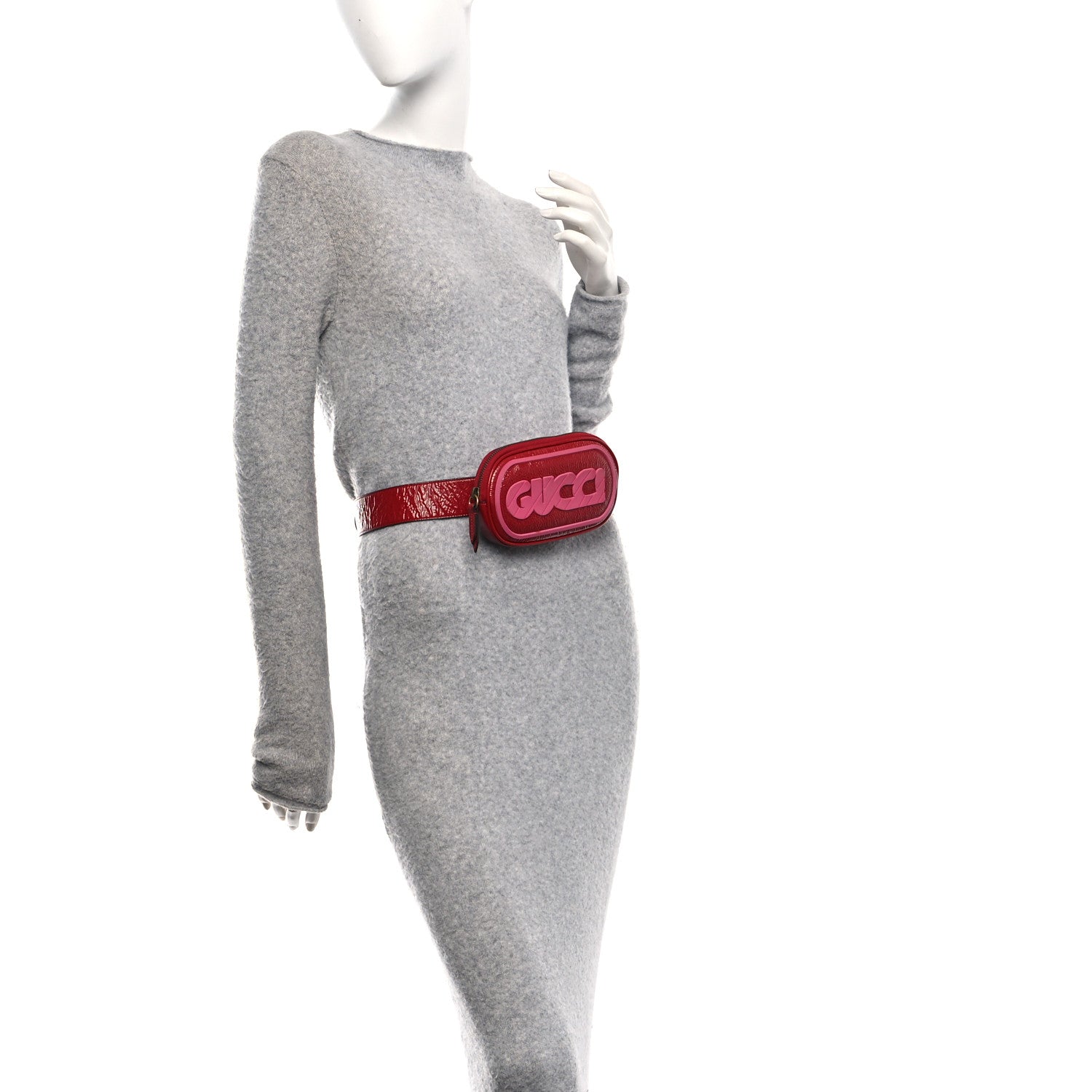 Patent Rubber Game Patch Logo Belt Bag  85 34 Hibiscus Red