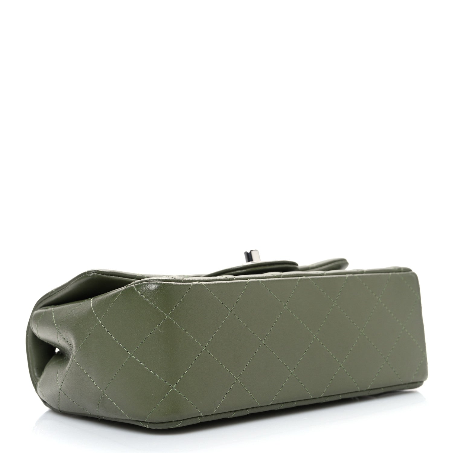 Lambskin Quilted Mini Rectangular Flap Green