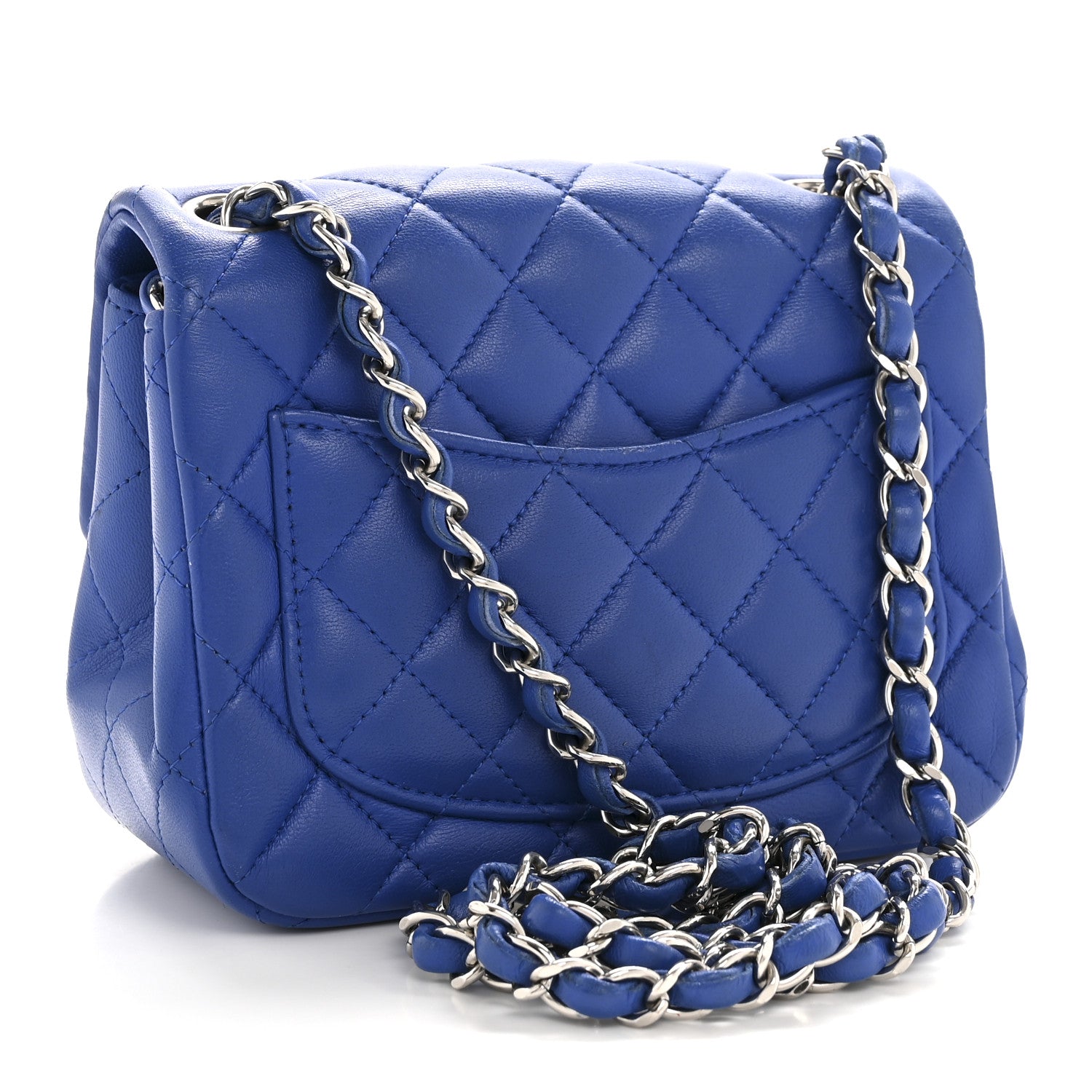 Lambskin Quilted Mini Square Flap Blue