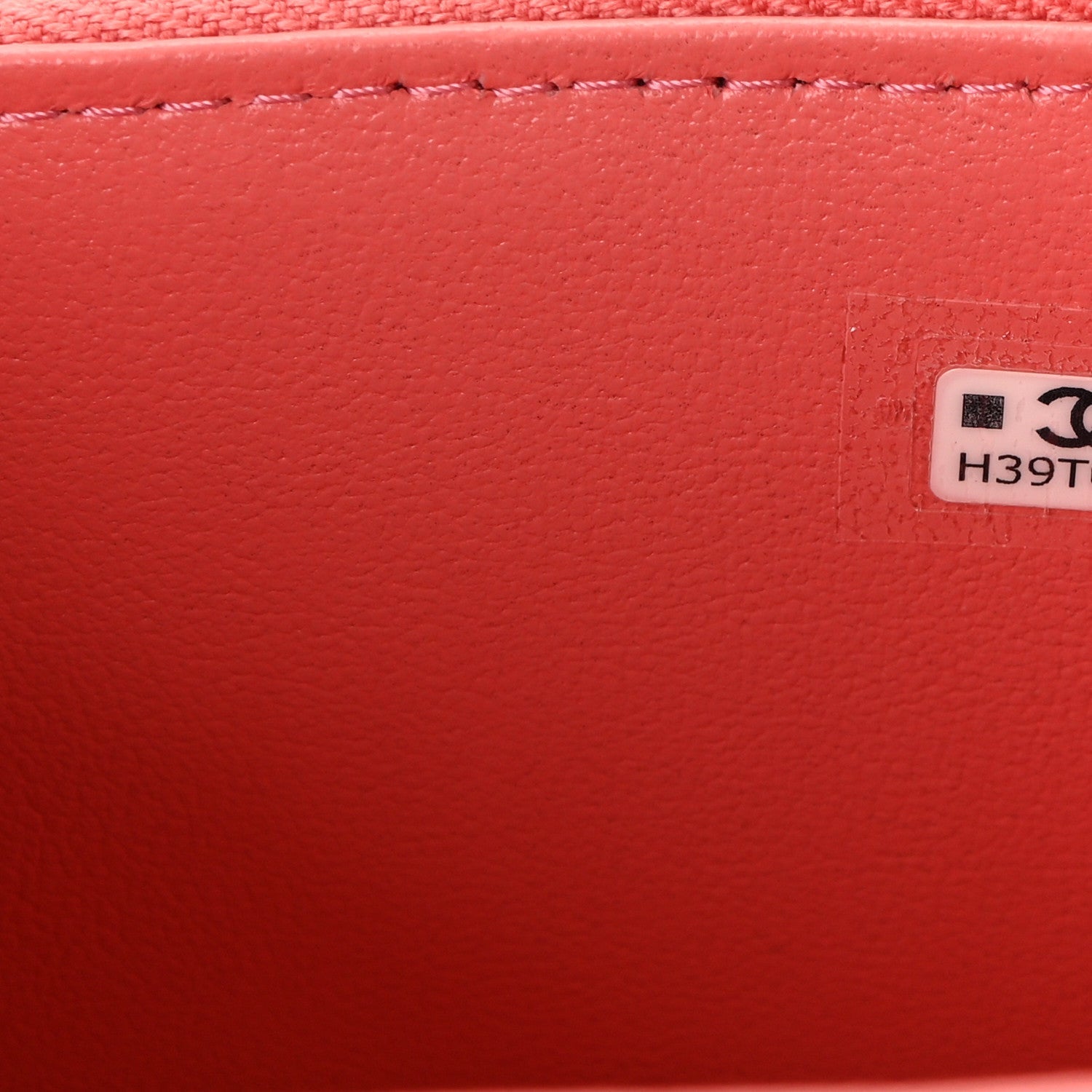 Lambskin Quilted Crystal Top Handle Mini Vanity Case With Chain Coral