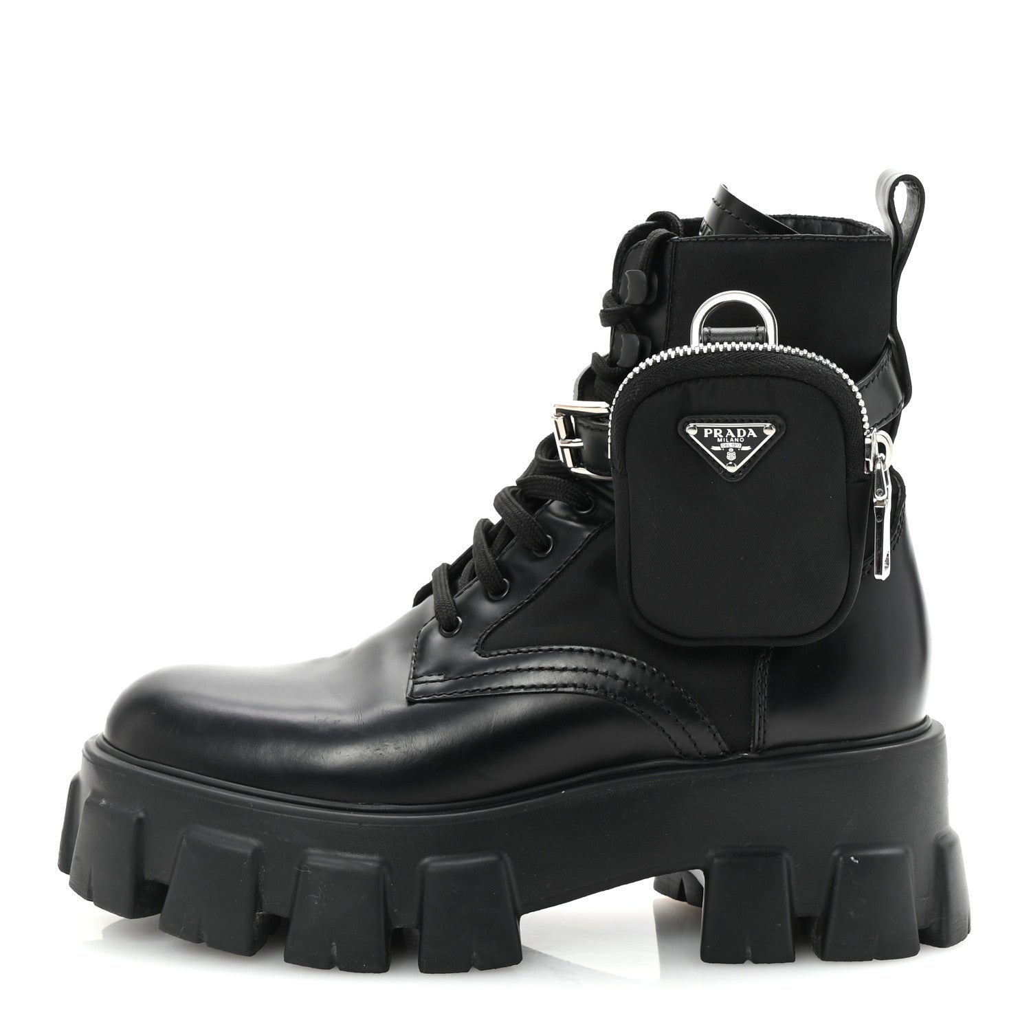 Spazzolato Rois Nylon Metal Triangle Logo Monolith Pouch Pocket 55mm Boots 38 Black