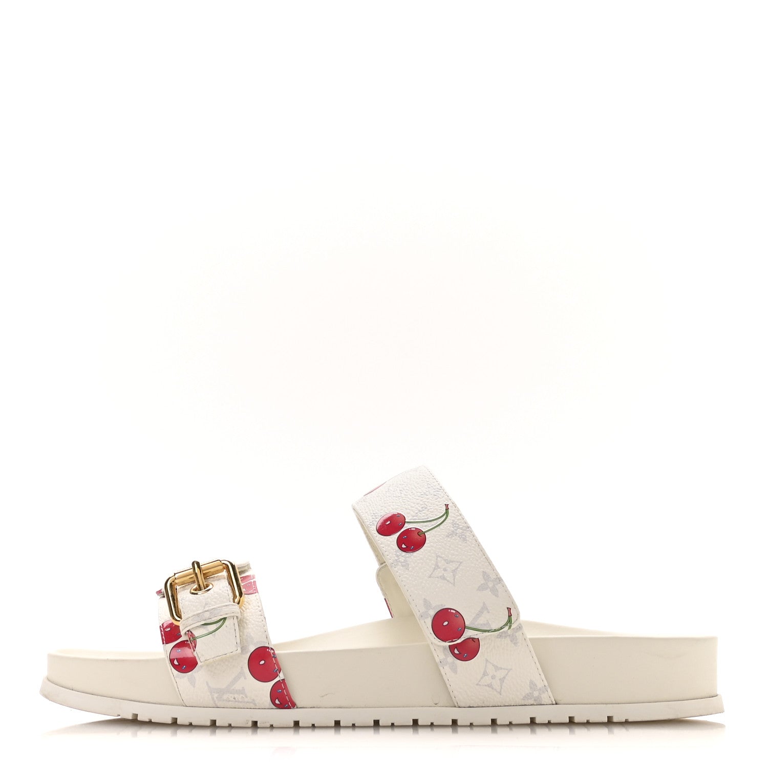 LV X TM Monogram Cerises Bom Dia Comfort Mule Sandals 42 White