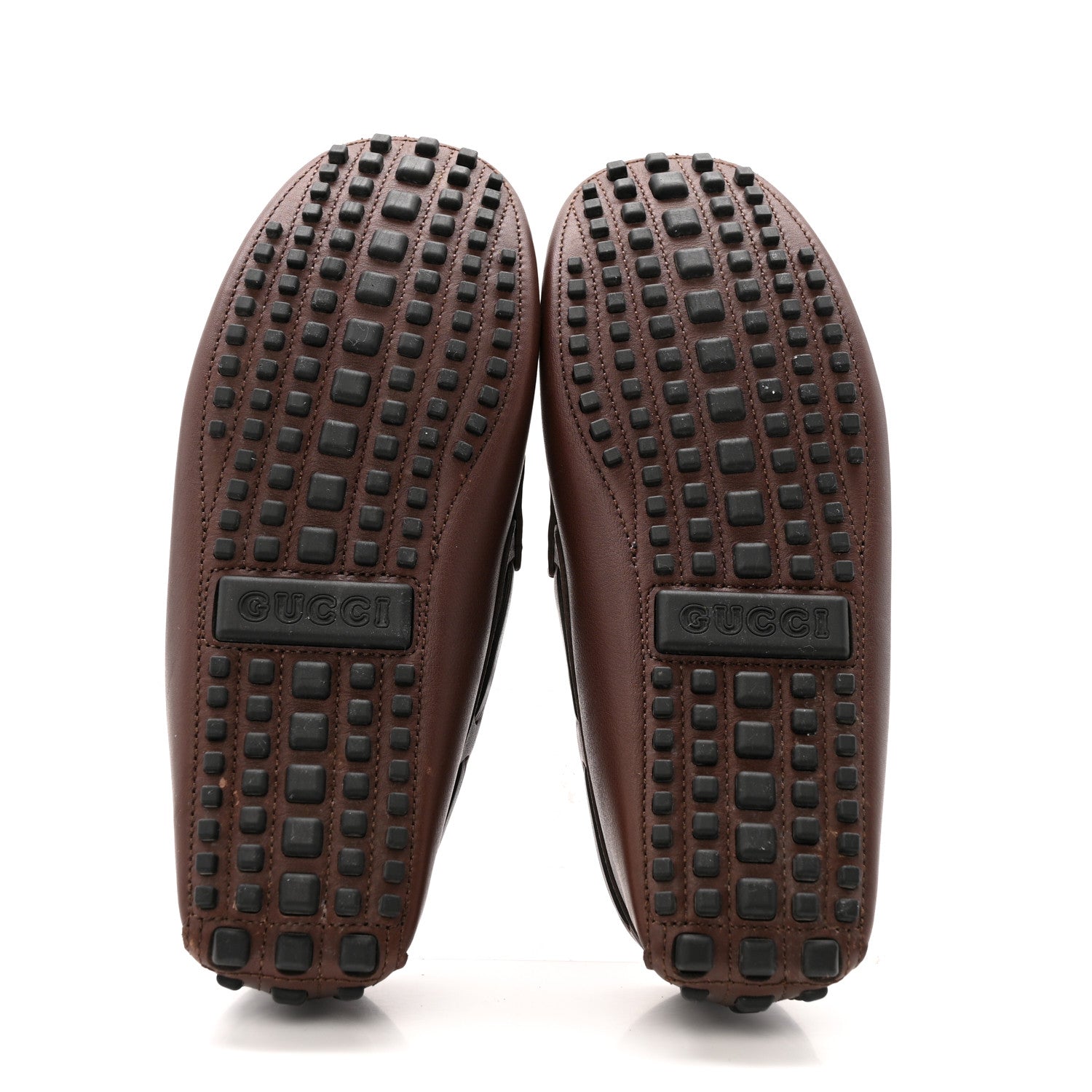Calfskin Fringe Interlocking G Mens Driver Loafers 8 Brown