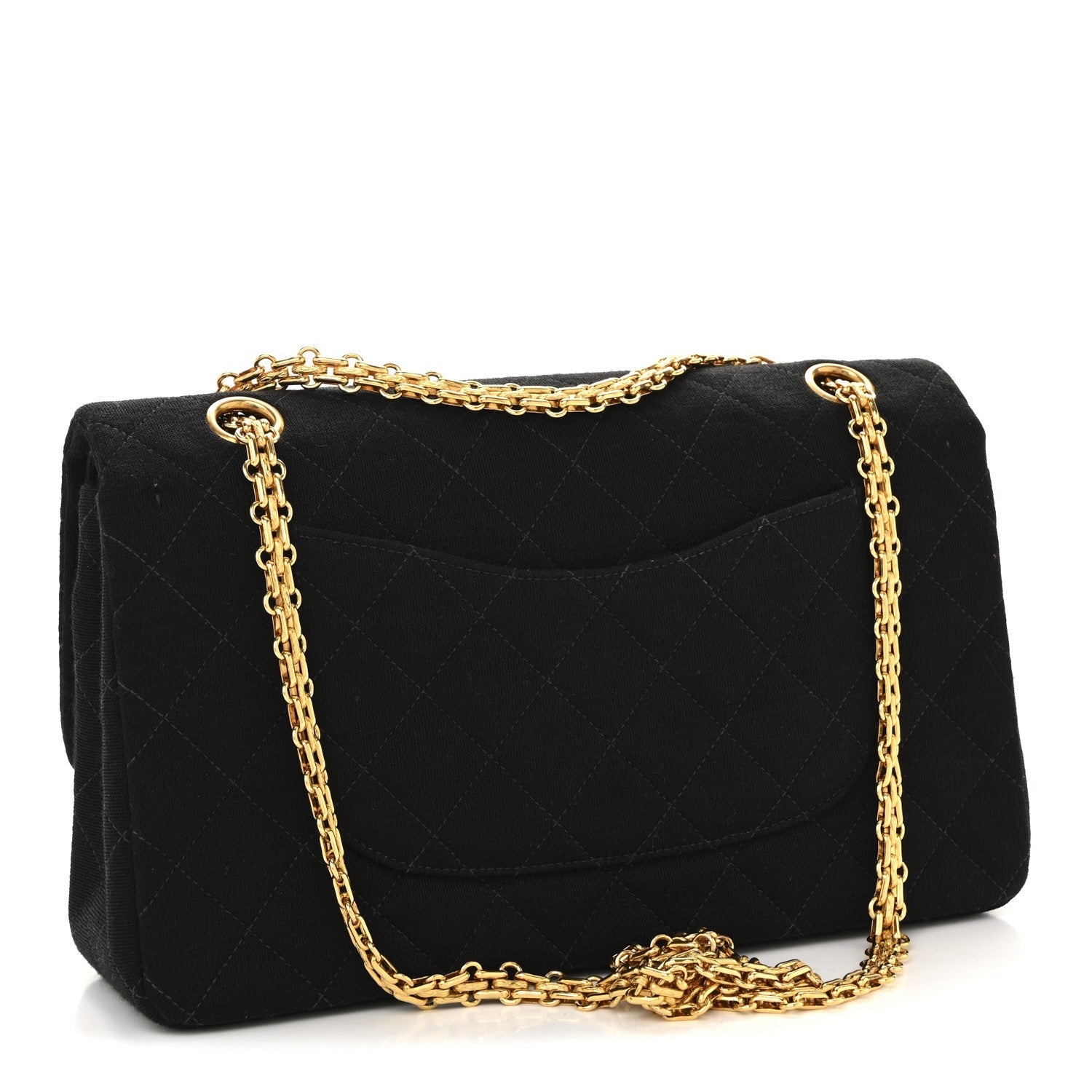 Jersey Quilted Medium Double Flap Black