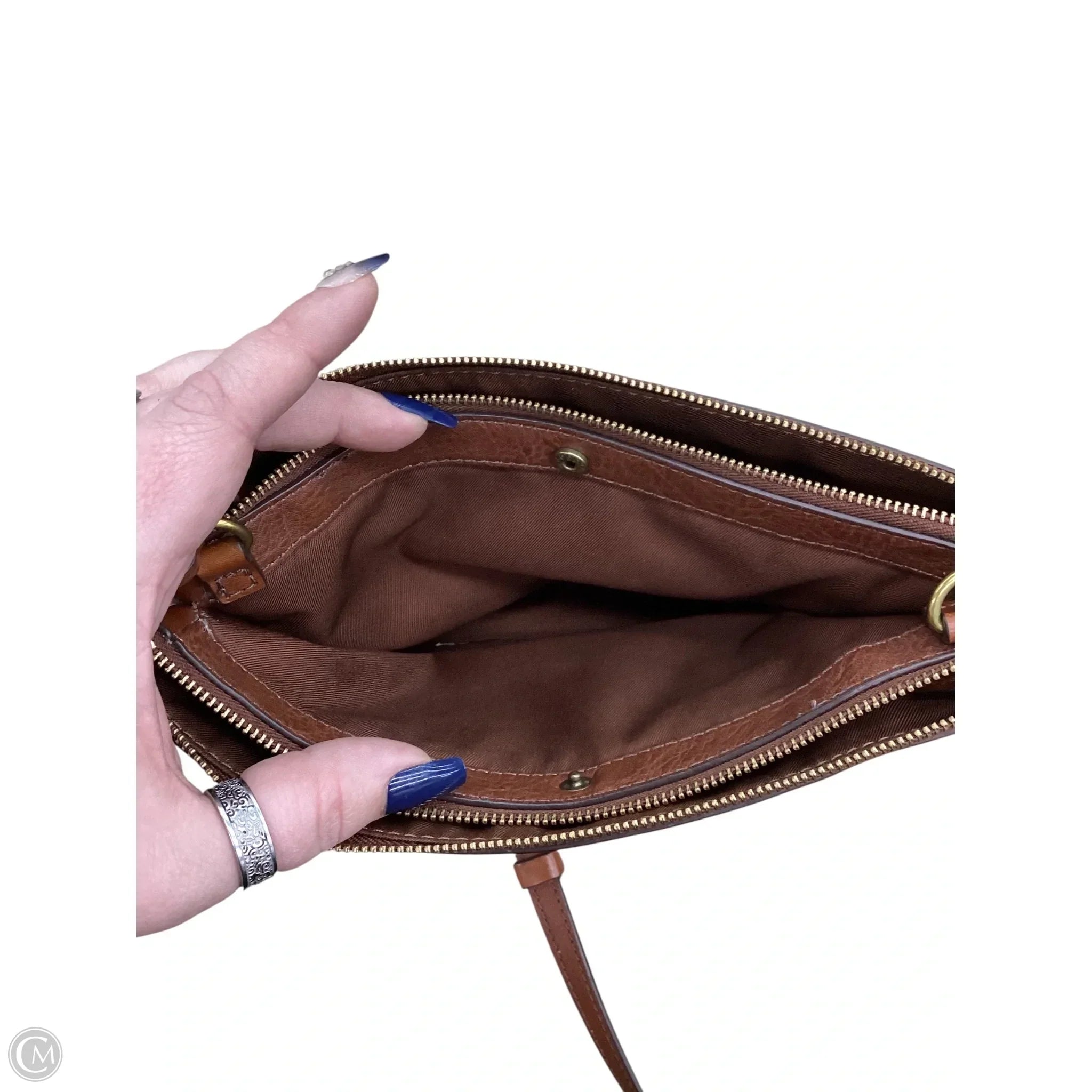 Crossbody Leather By Fossil, Size: Medium