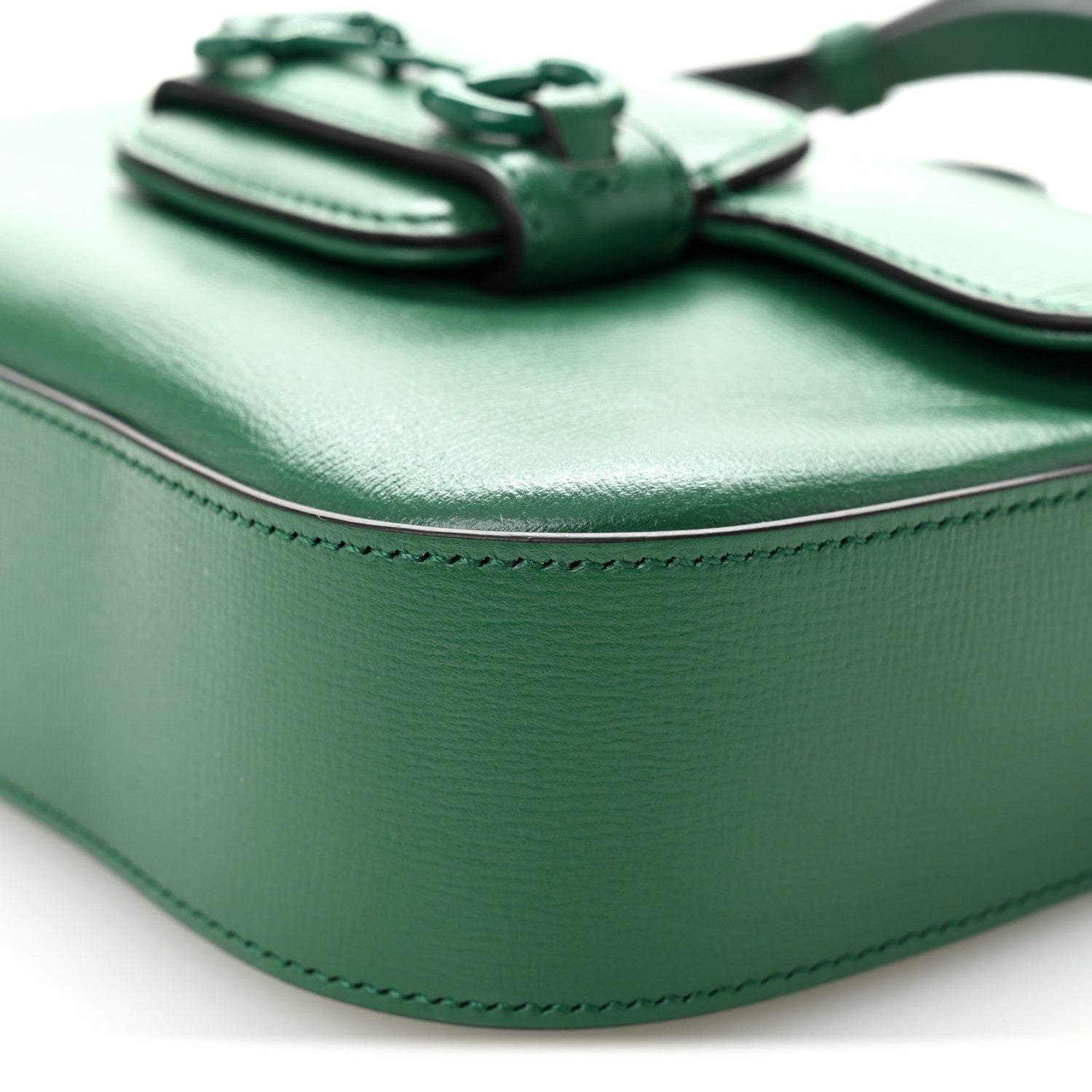 Azalea Calfskin Web Monochrome Horsebit 1955 Shoulder Bag Emerald