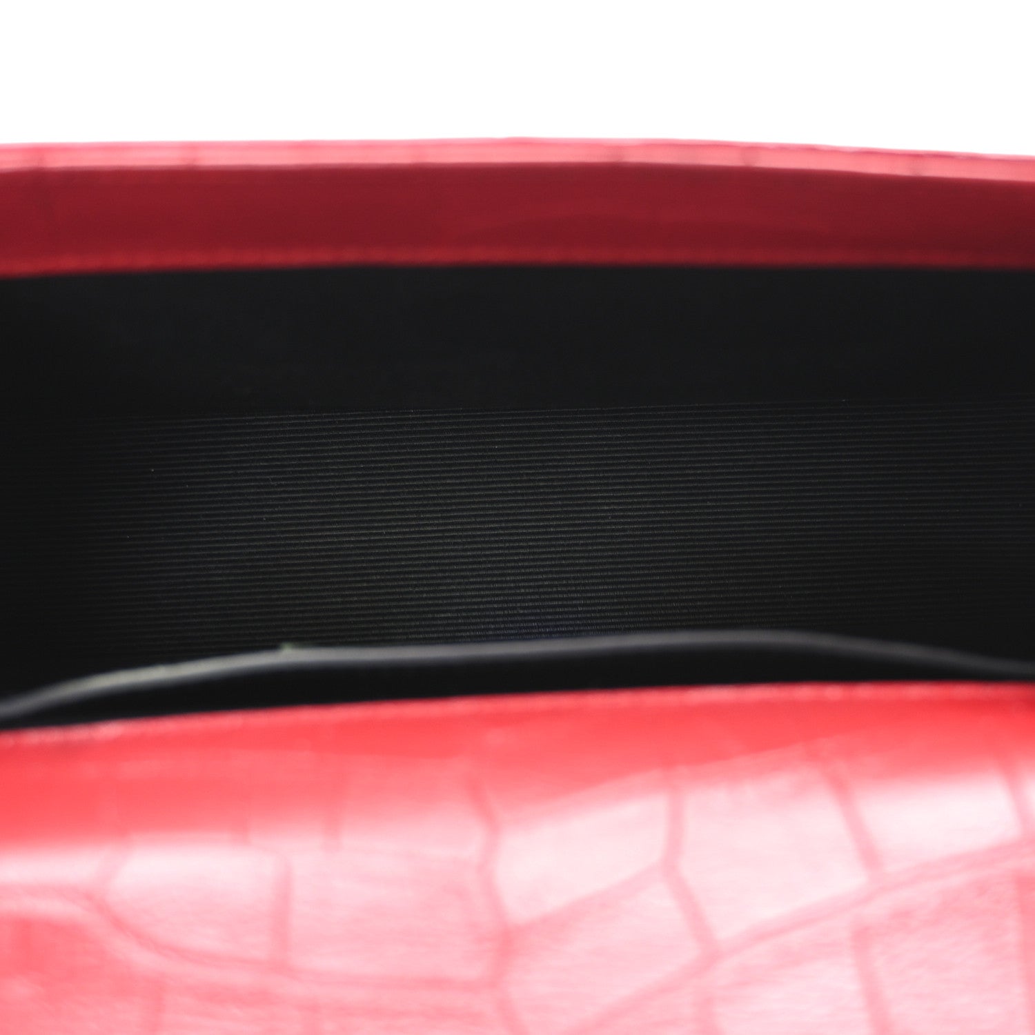 Calfskin Crocodile Embossed Small Classic Monogram Kate Tassel Satchel Red