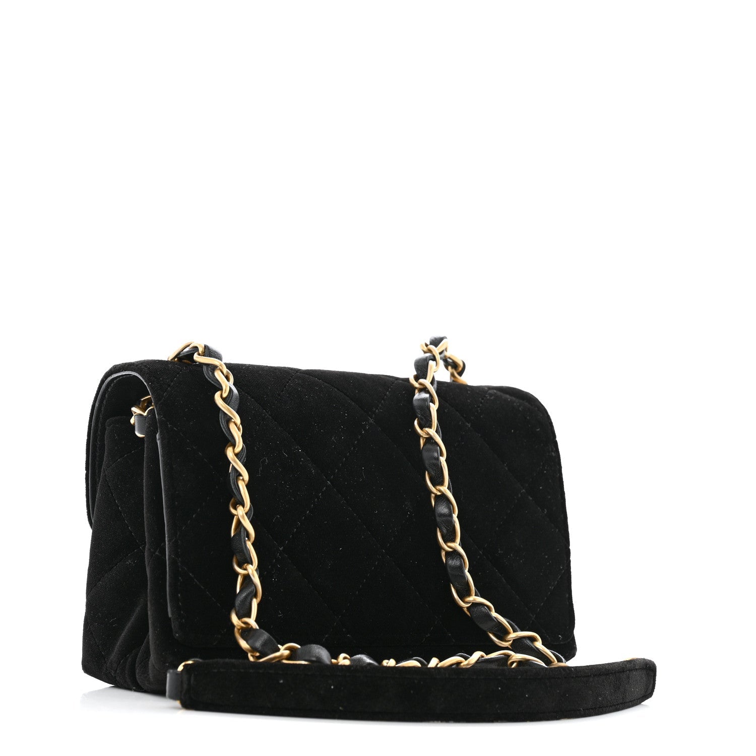 Velvet Strass Diamond Lock Flap Black