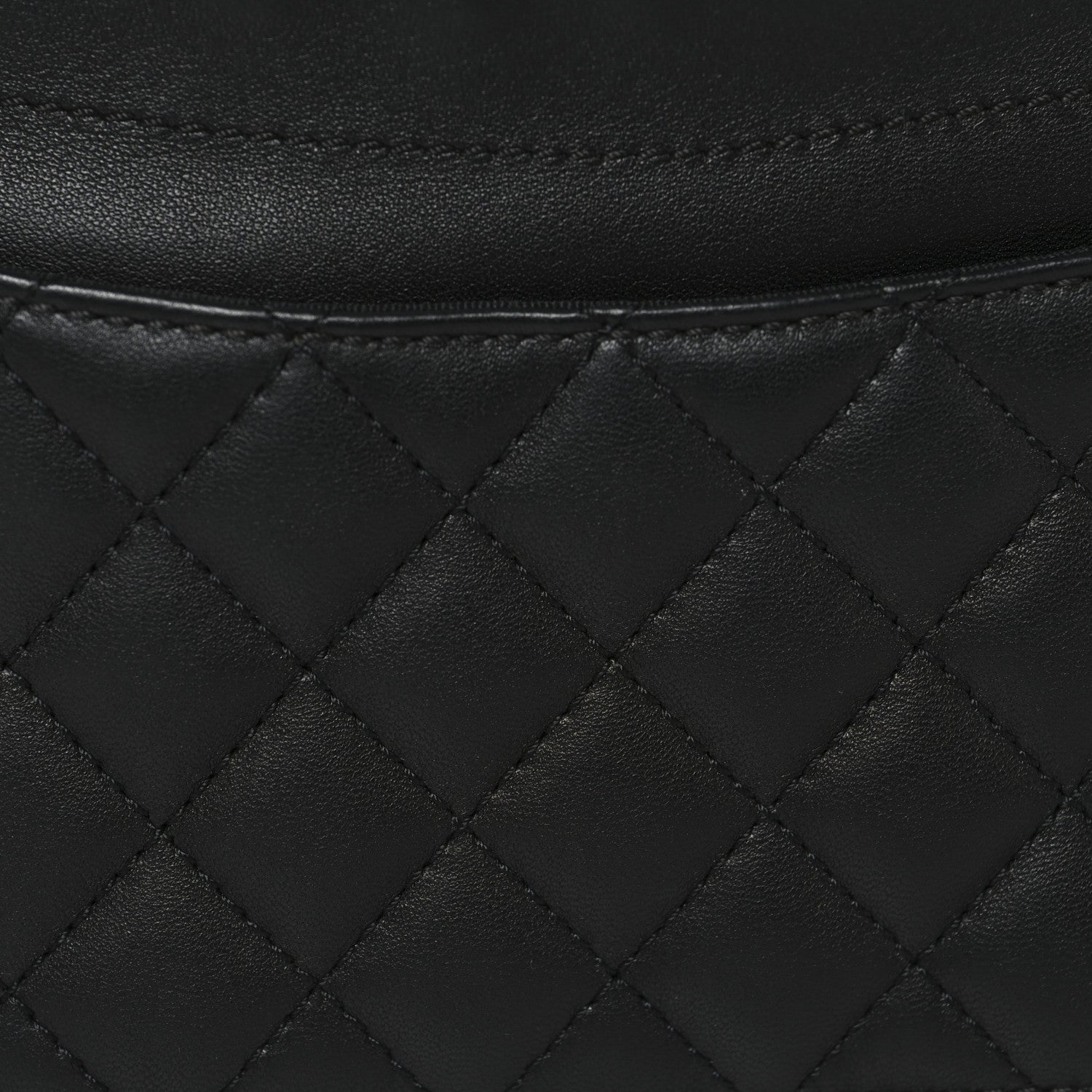 Lambskin Quilted Waist Bag Fanny Pack Black