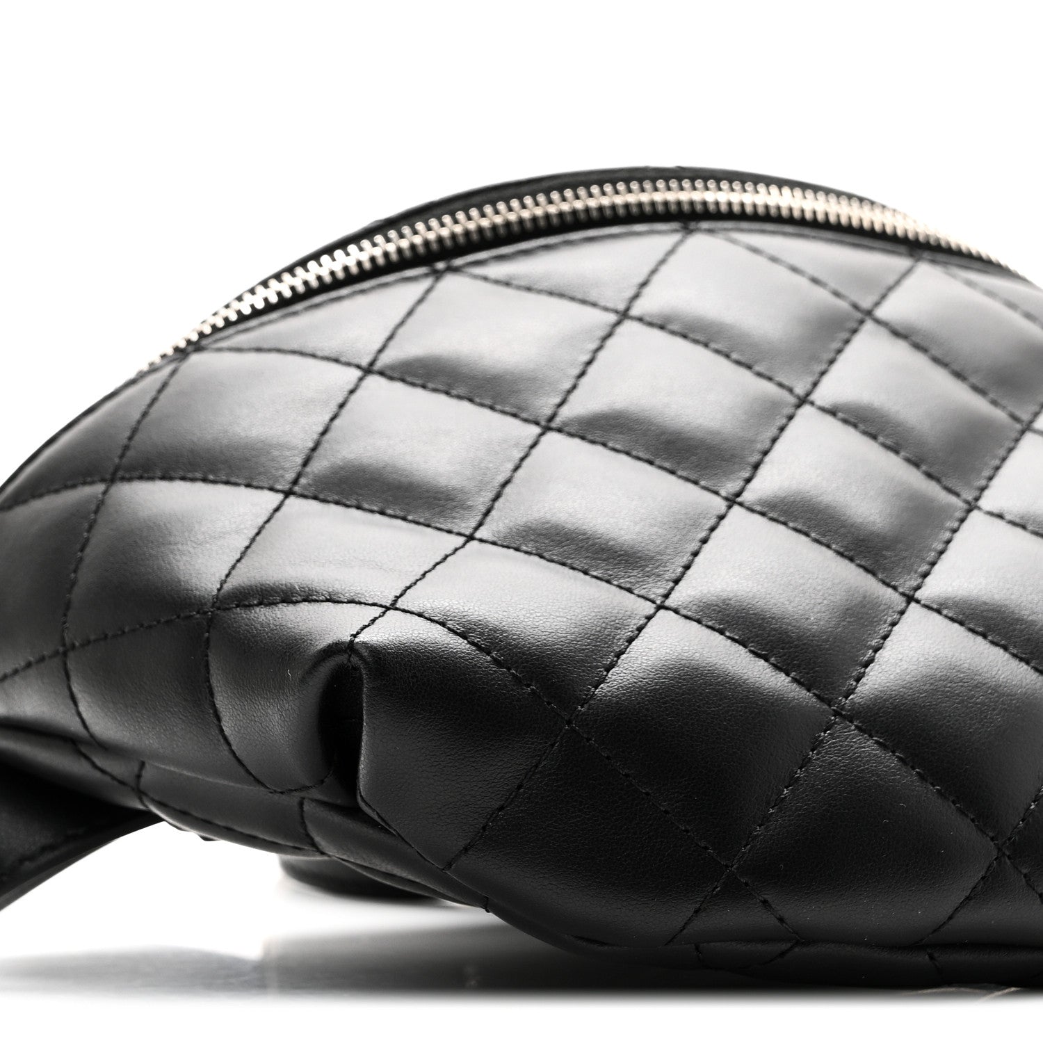 Calfskin Quilted Waist Belt Bag Black