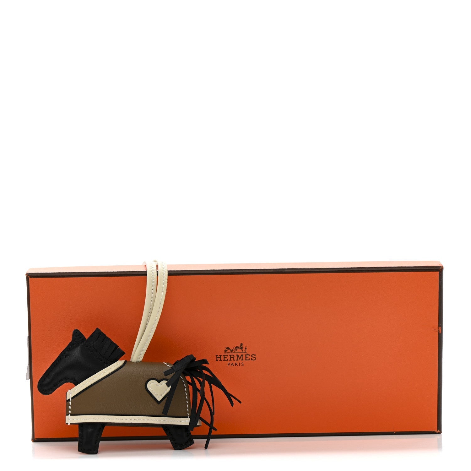 Milo Lambskin Grigri Rodeo Robeo Coeur Bag Charm PM Black Craie Etoupe