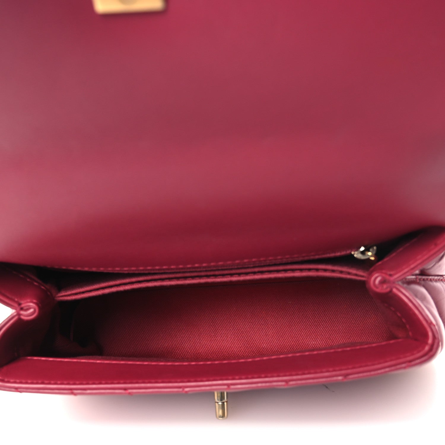 Aged Calfskin Chevron Quilted Mini Coco Handle Flap Dark Pink