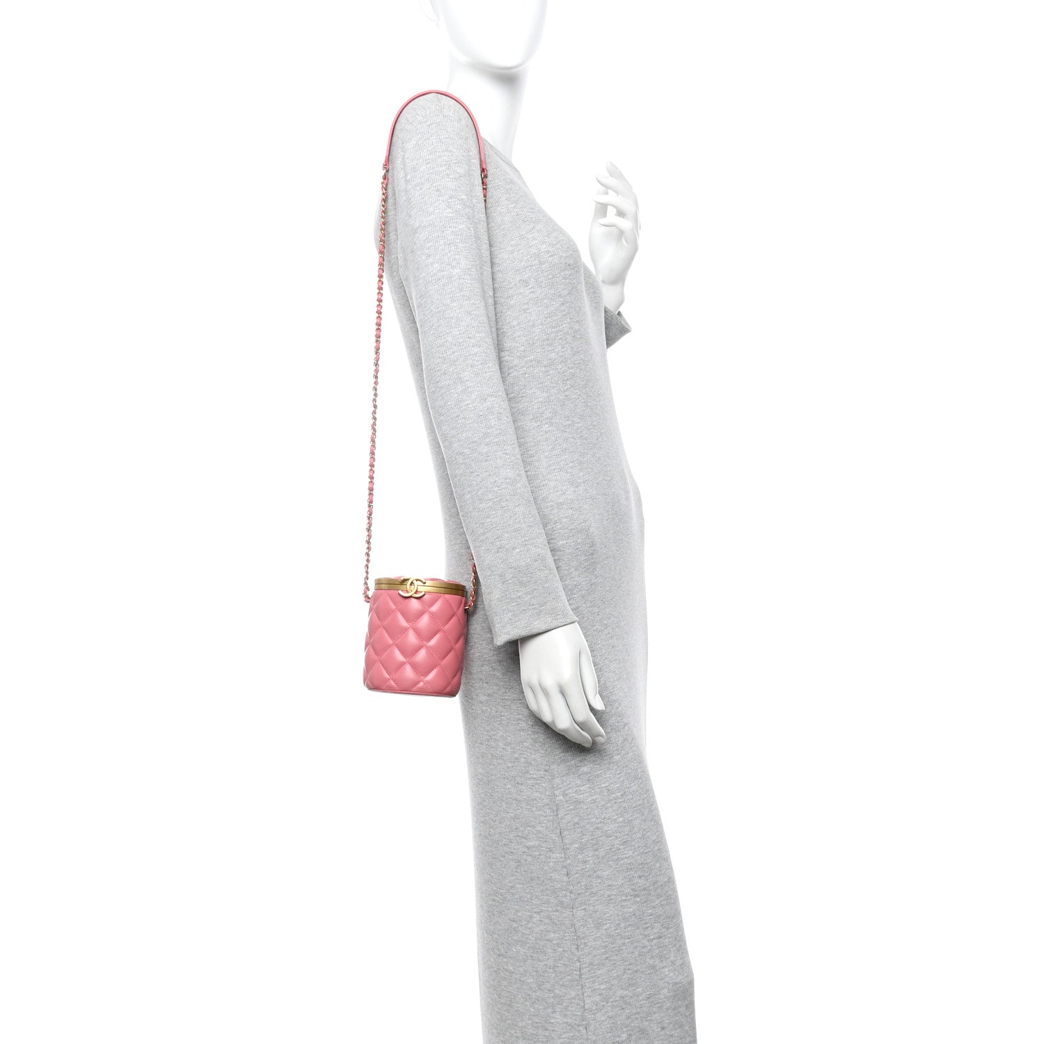 Lambskin Quilted Mini Crown Box Bag Pink