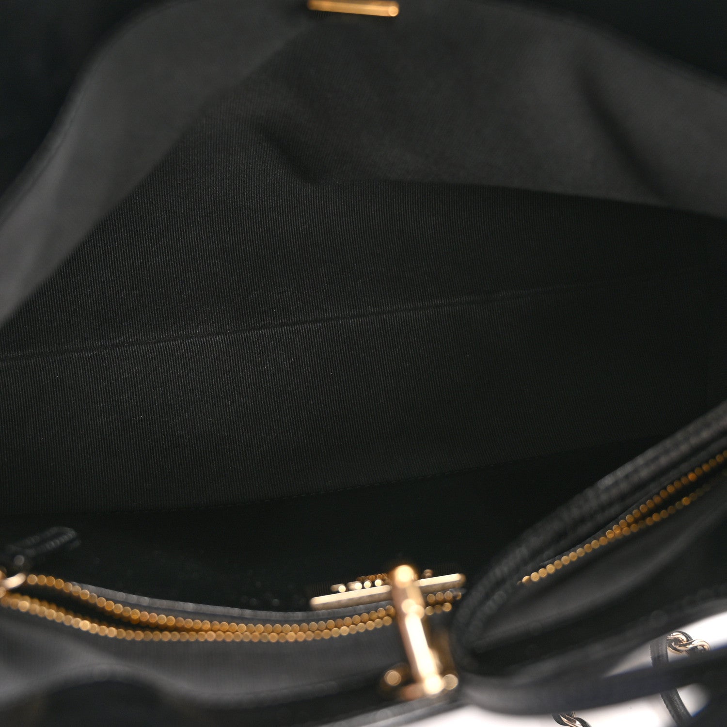 Shiny Crumpled Calfskin Quilted Small 31 Shopping Bag Black
