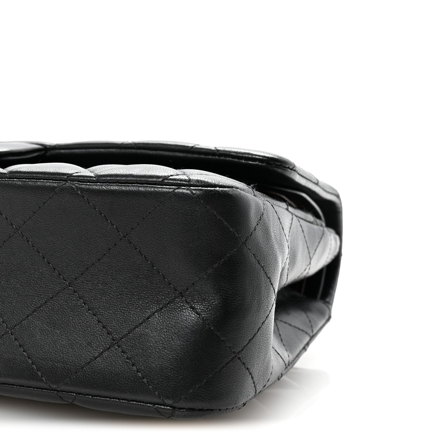 Lambskin Quilted Medium Double Flap Black
