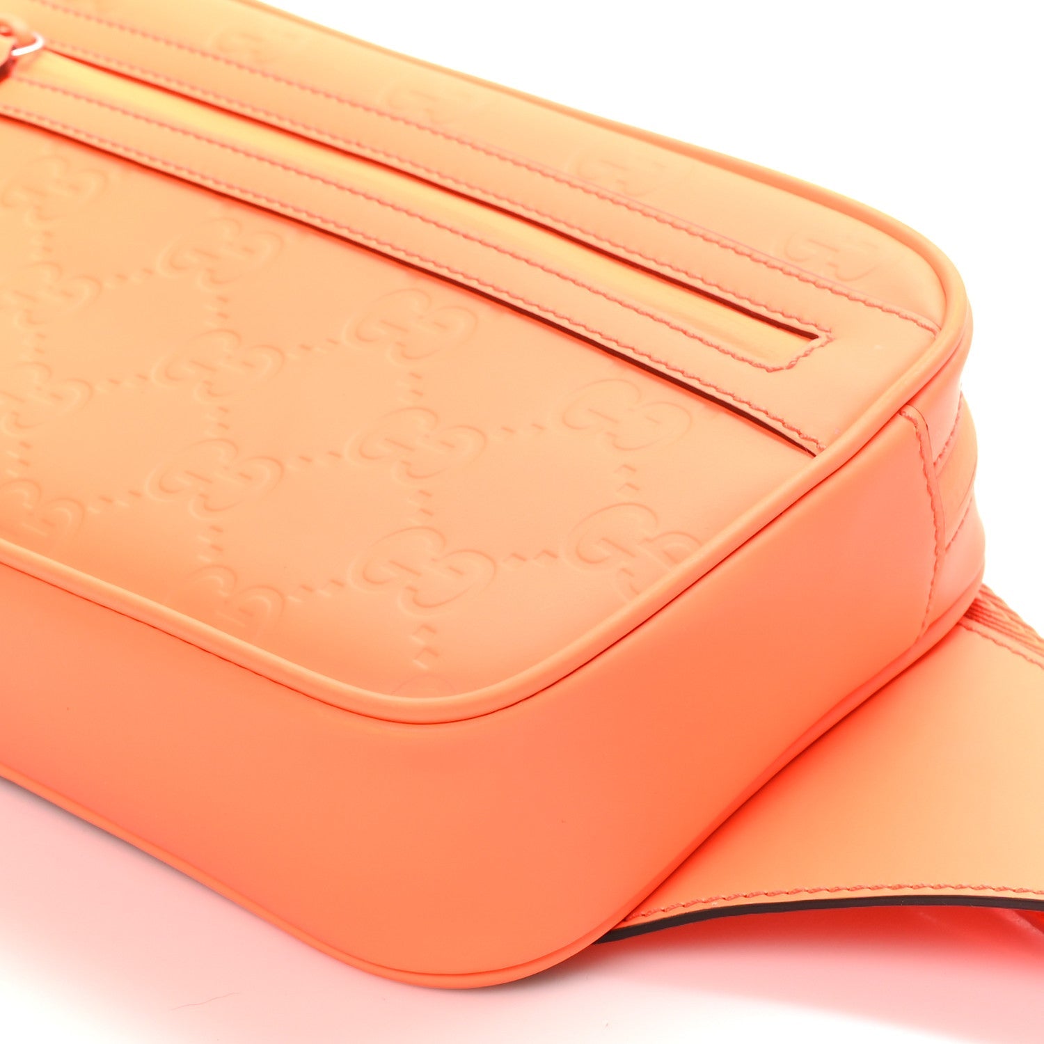 Rubber Effect Monogram GG Belt Bag New Orange Fluo