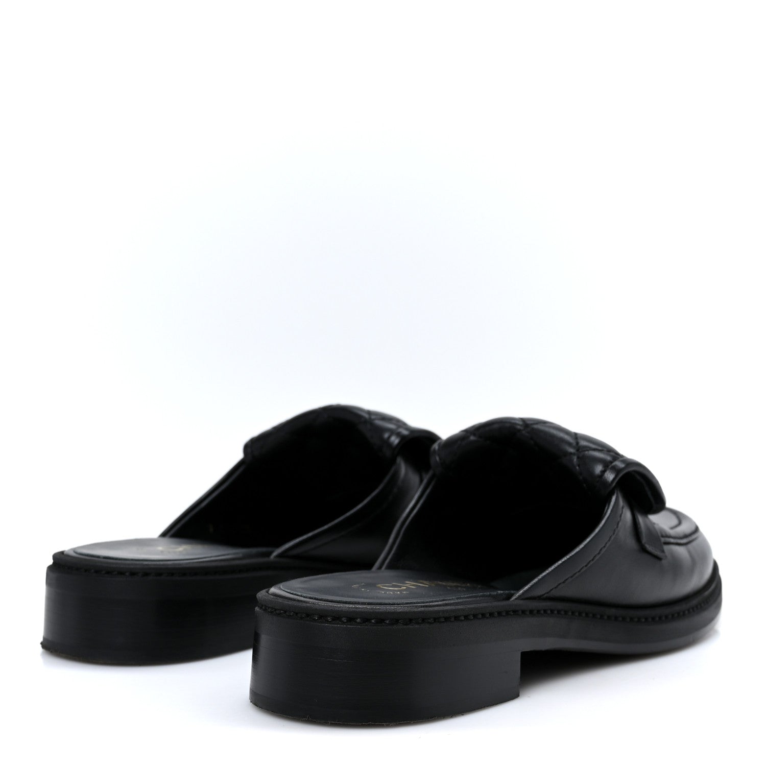 Lambskin Quilted CC Turnlock Mules 38.5 Black