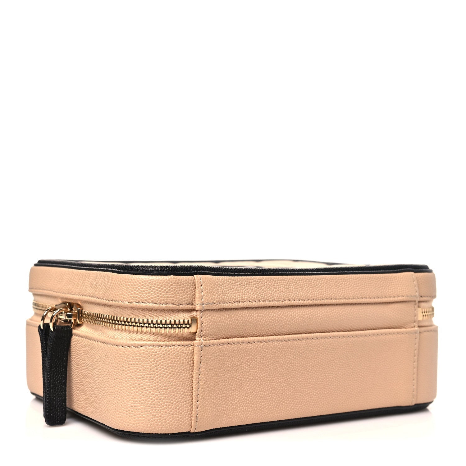 Caviar Quilted Medium CC Filigree Vanity Case Beige Black