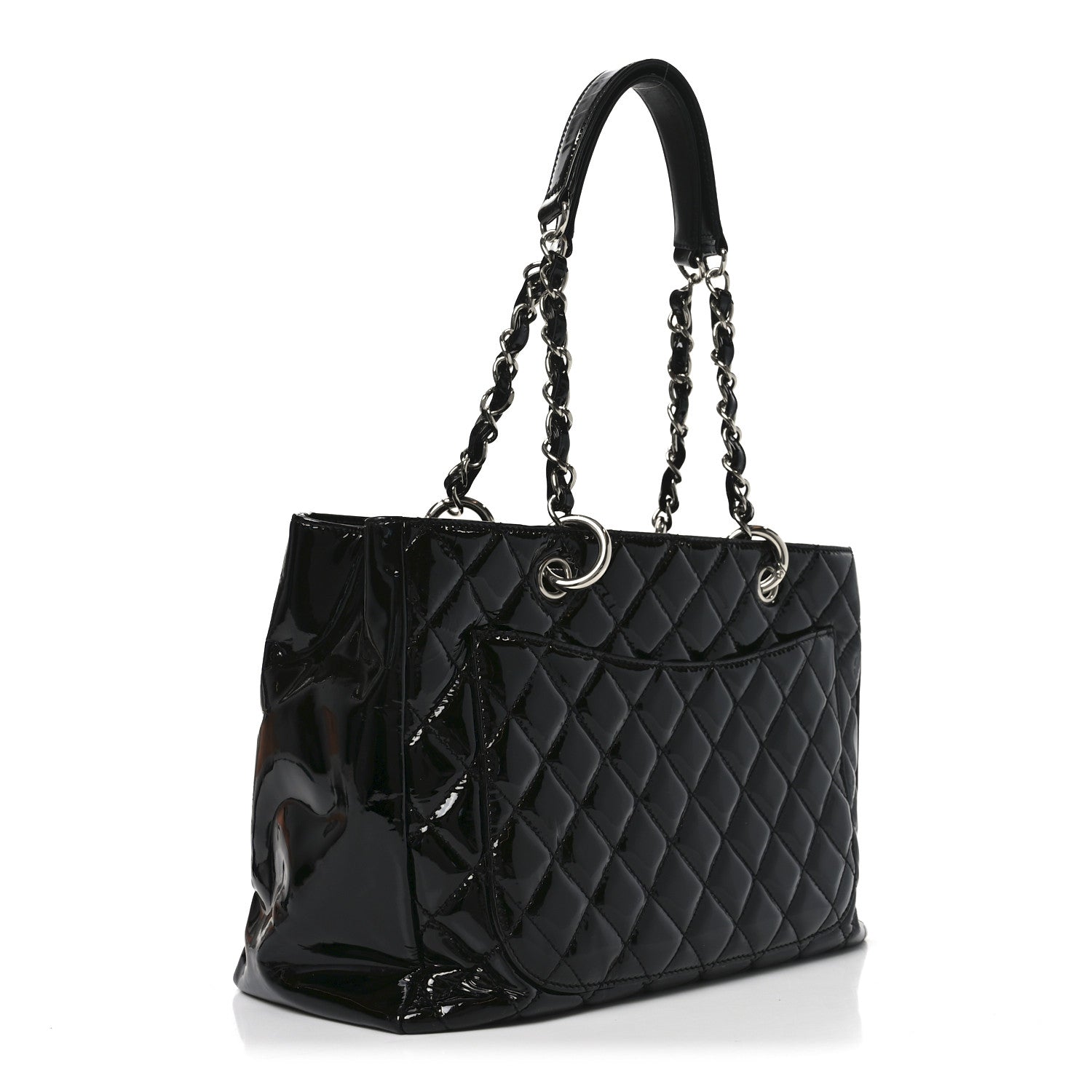 Patent Quilted Grand Shopping Tote GST Black