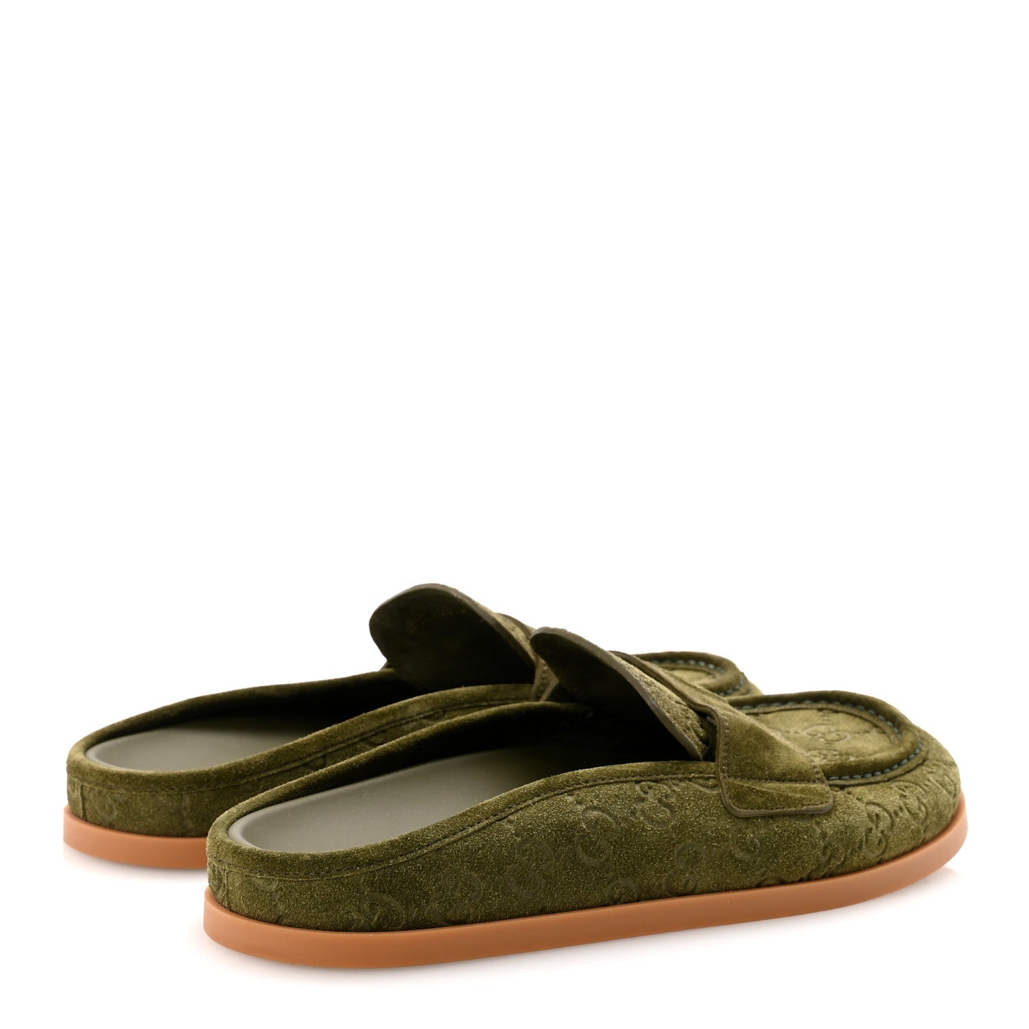 Suede GG Debossed Celia Mules 39 Green