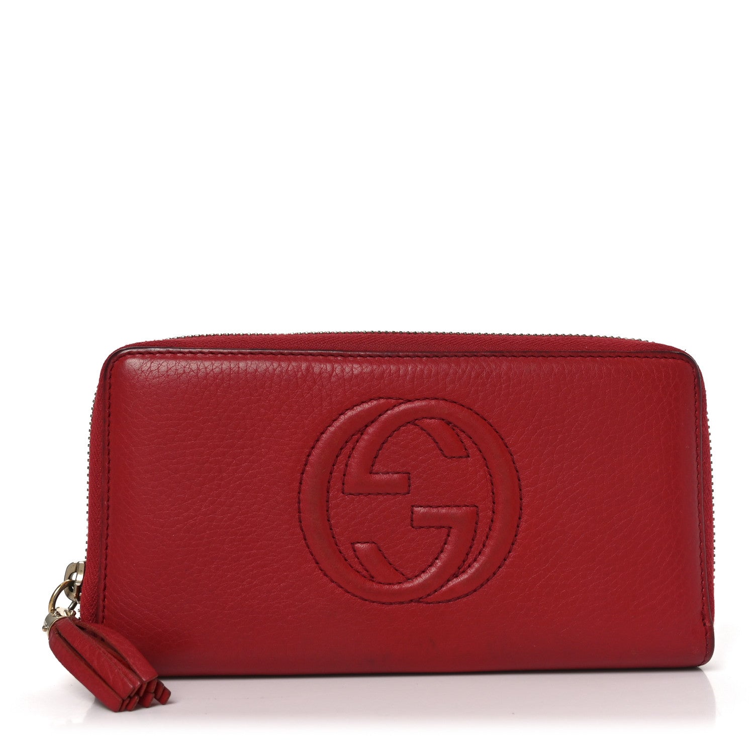 Pebbled Calfskin Soho Zip Around Wallet Red