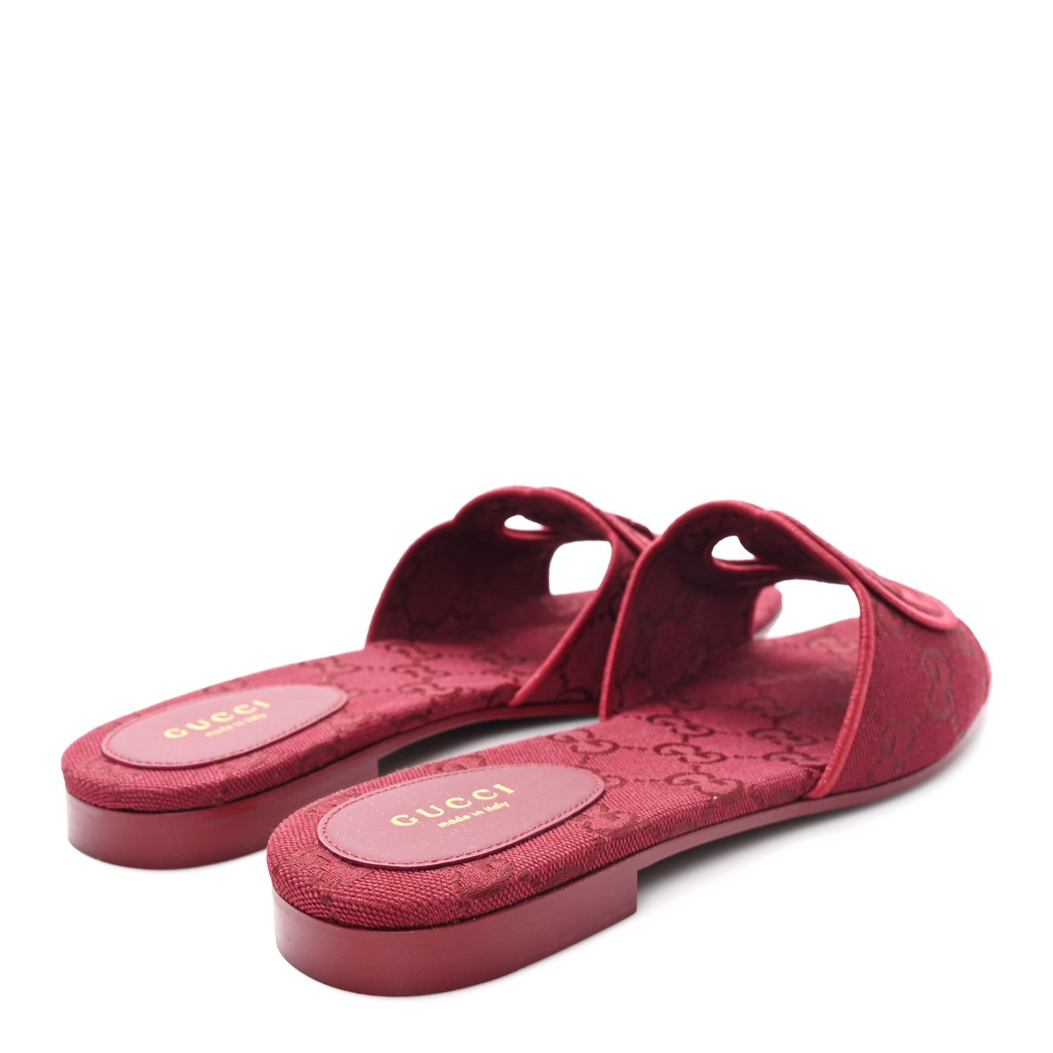 GG Canvas Interlocking G Cut Out Slide Sandals 37.5 Rosso Ancora