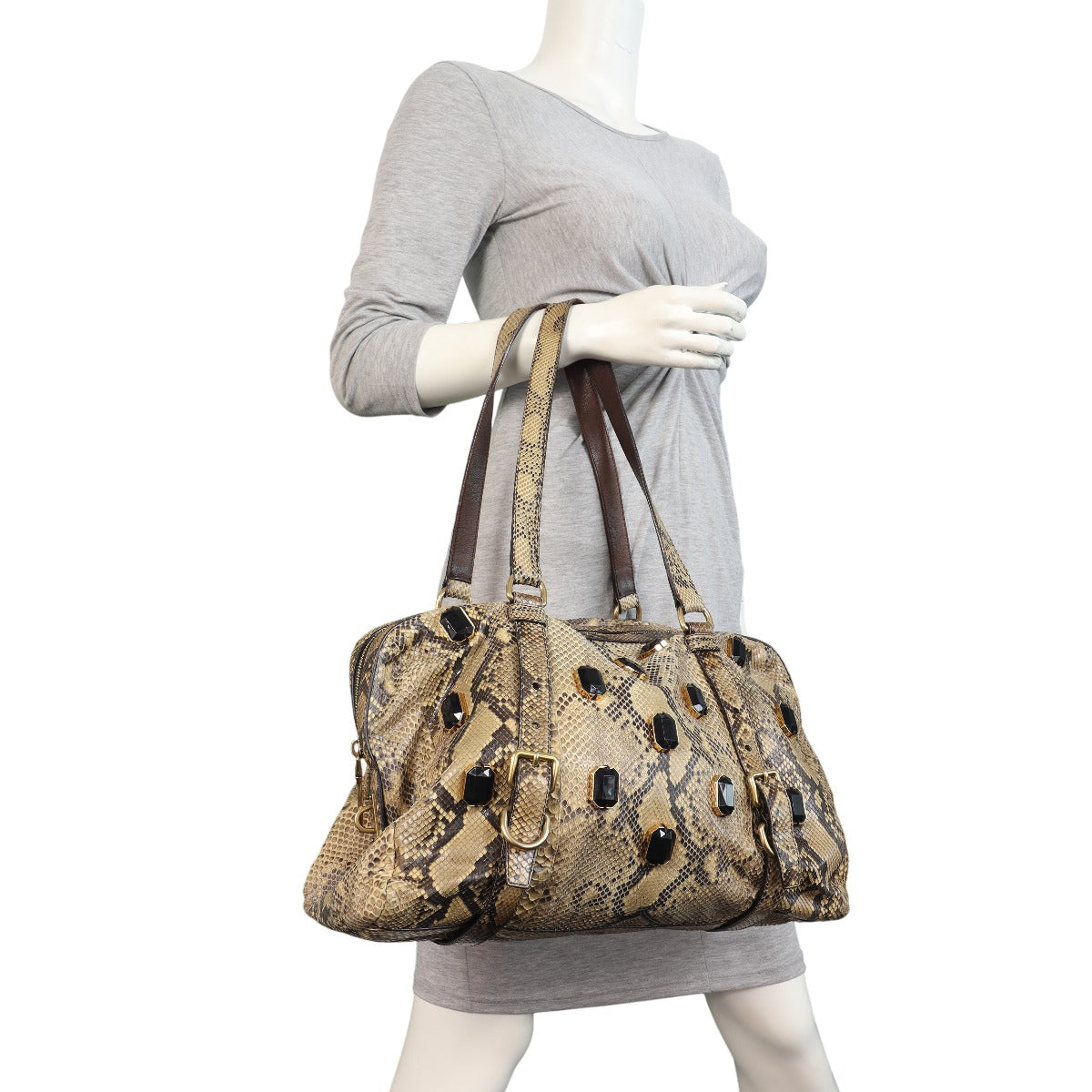 Prada Python Jewelled Tote Medium
