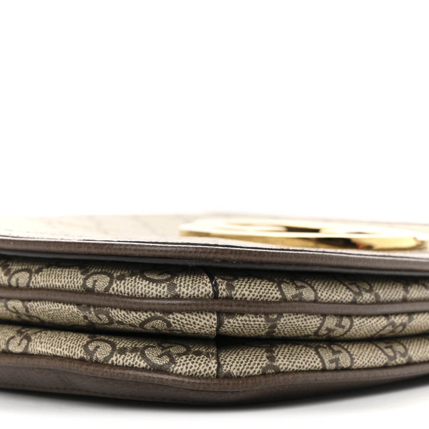 GG Supreme Monogram Textured Dollar Calfskin Web Medium Blondie Top Handle Shoulder Flap Bag Beige Ebony New Acero