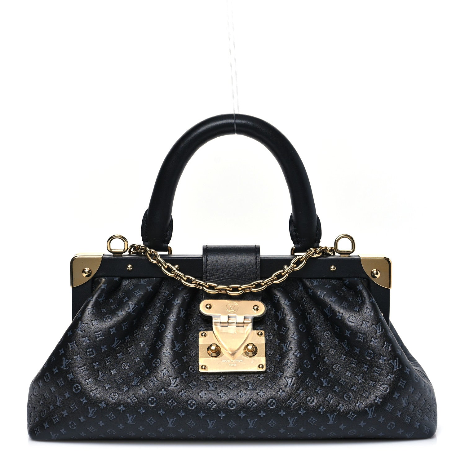 Calfskin Nanogram Embossed Clutch Black