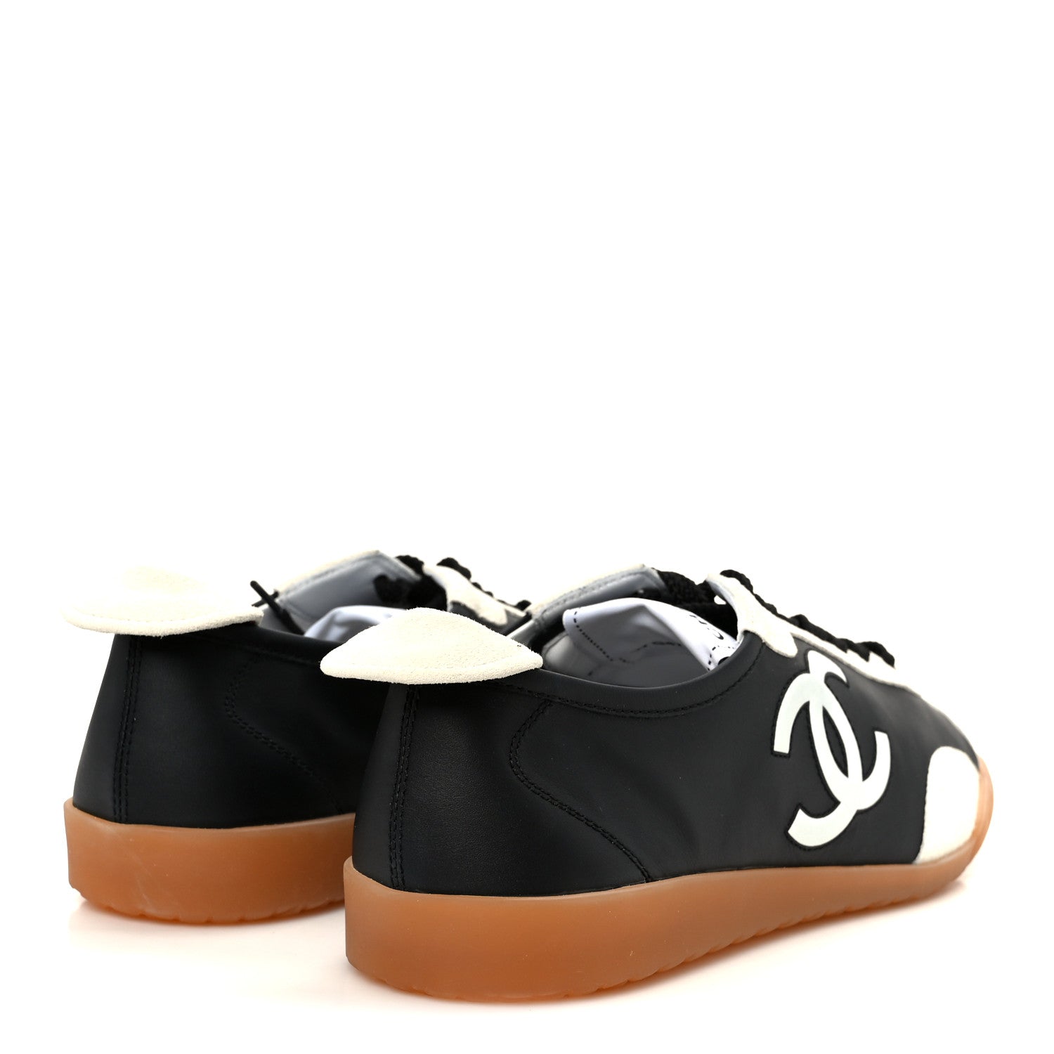 Calfskin Embossed Suede Sneakers 40 Black White