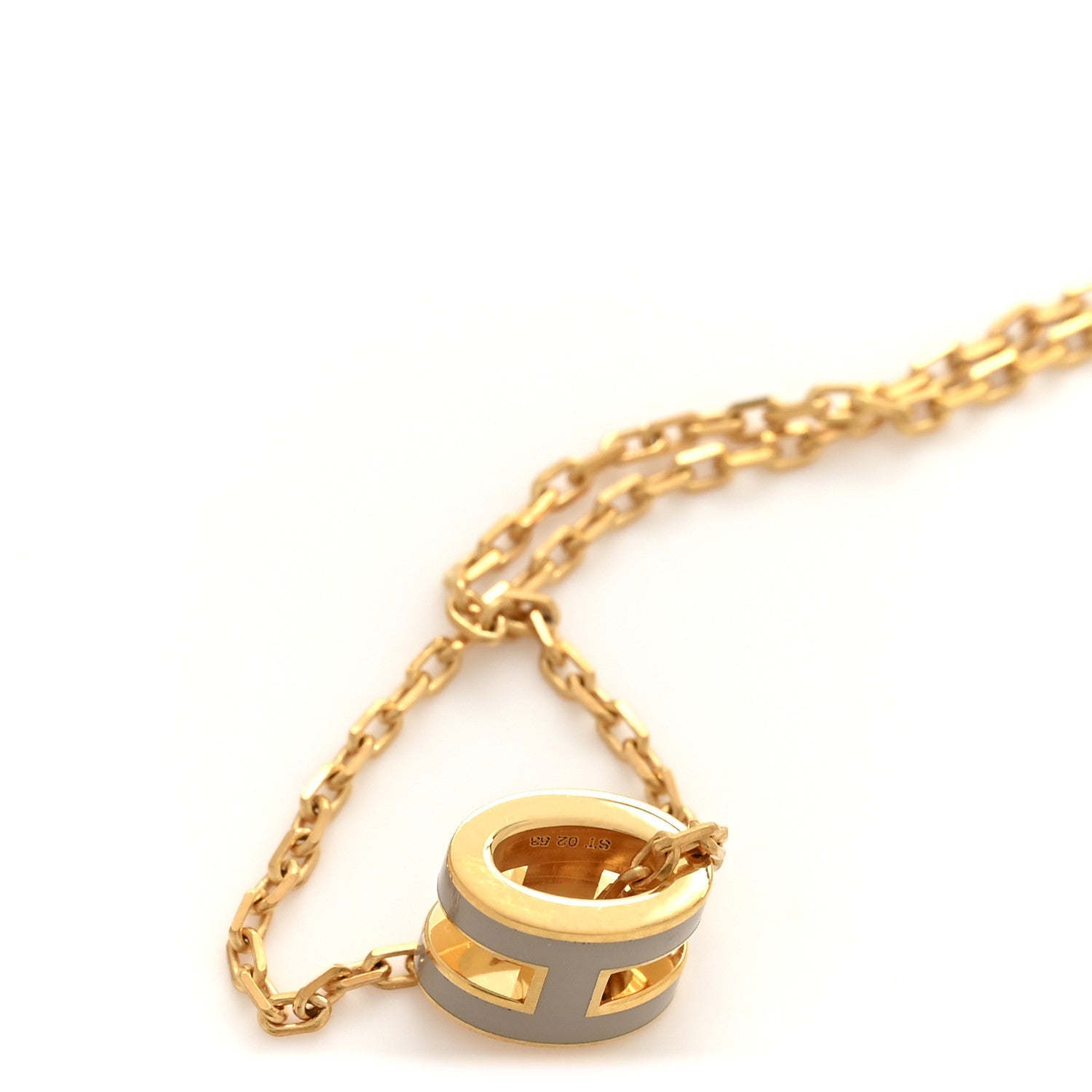Lacquered Gold Mini Pop H Pendant Necklace Marron Glace